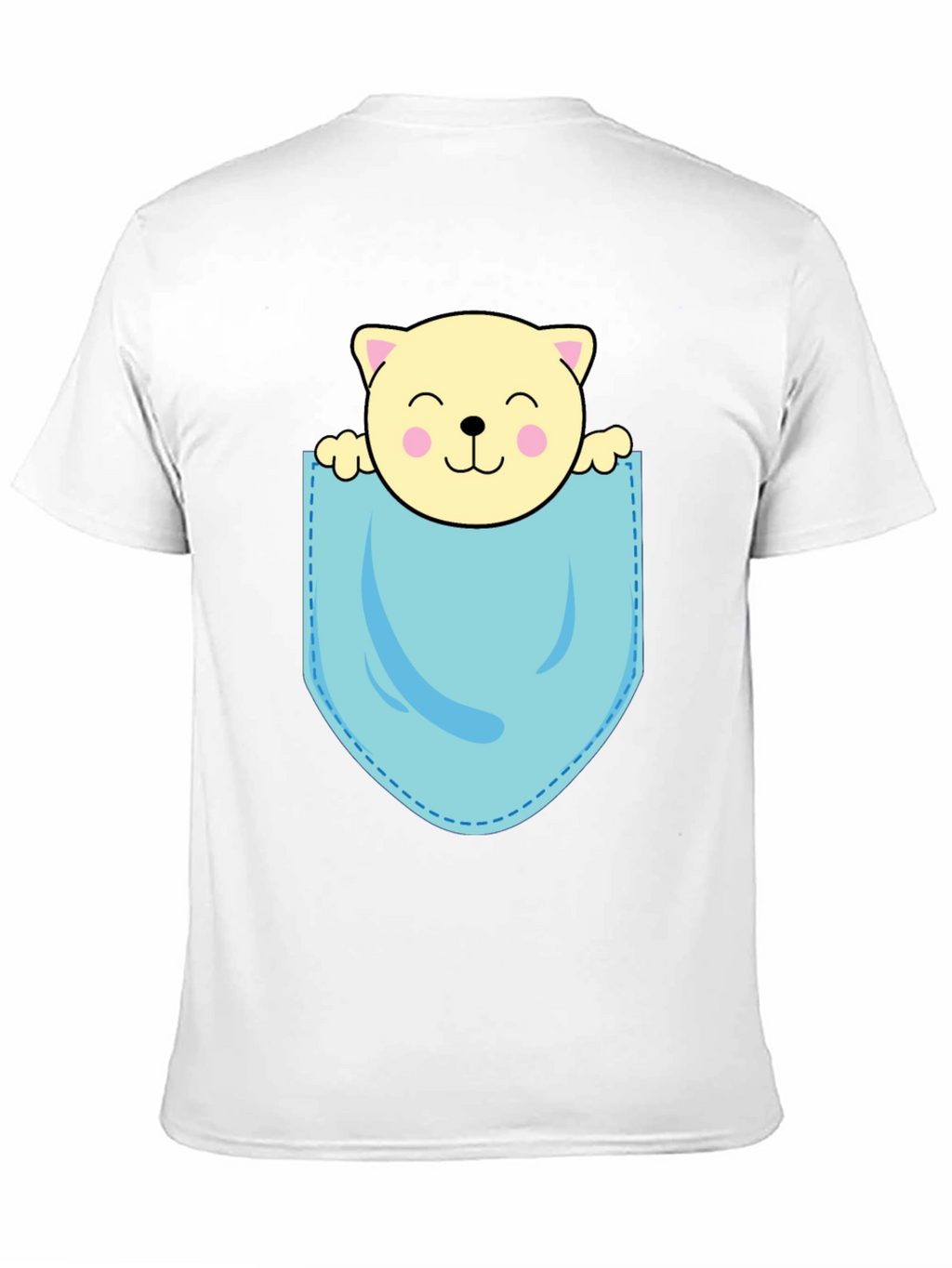 Cute Cat in Pocket Black T-Shirt