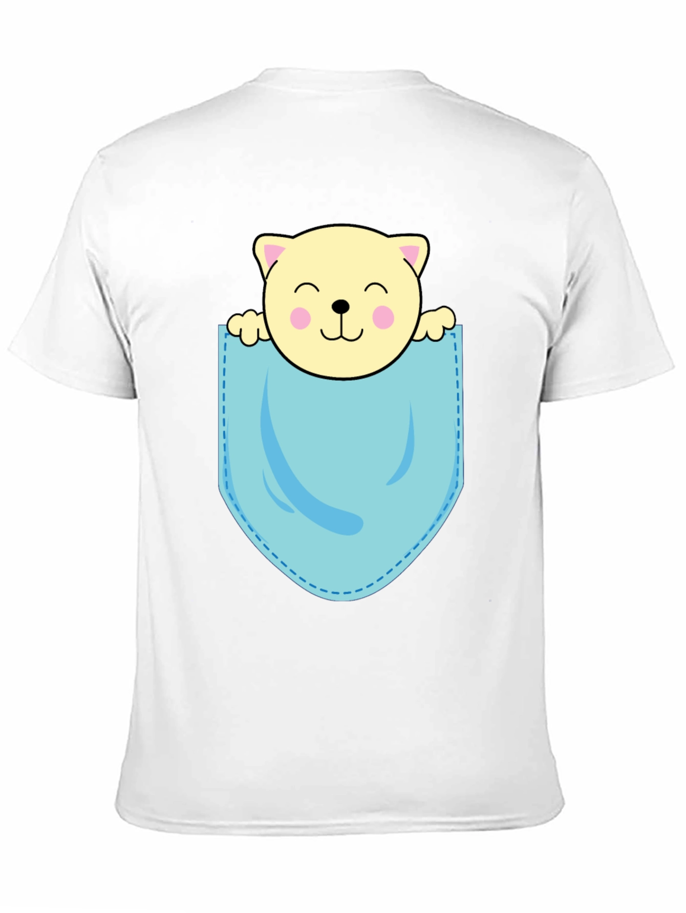 Cute Cat in Pocket Black T-Shirt