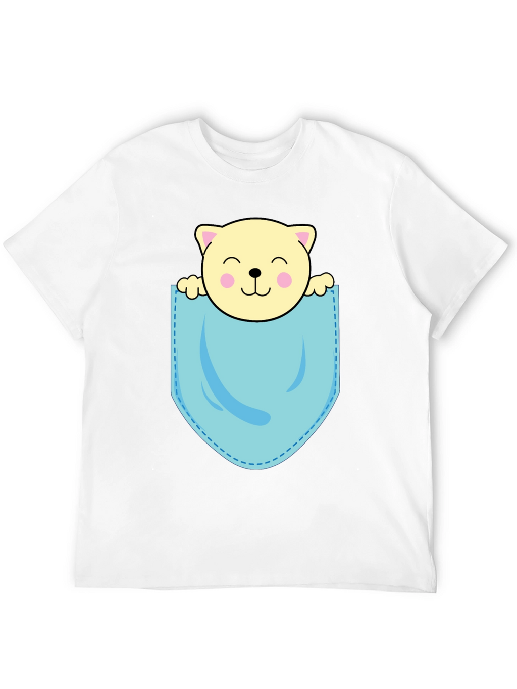 Cute Cat in Pocket Black T-Shirt