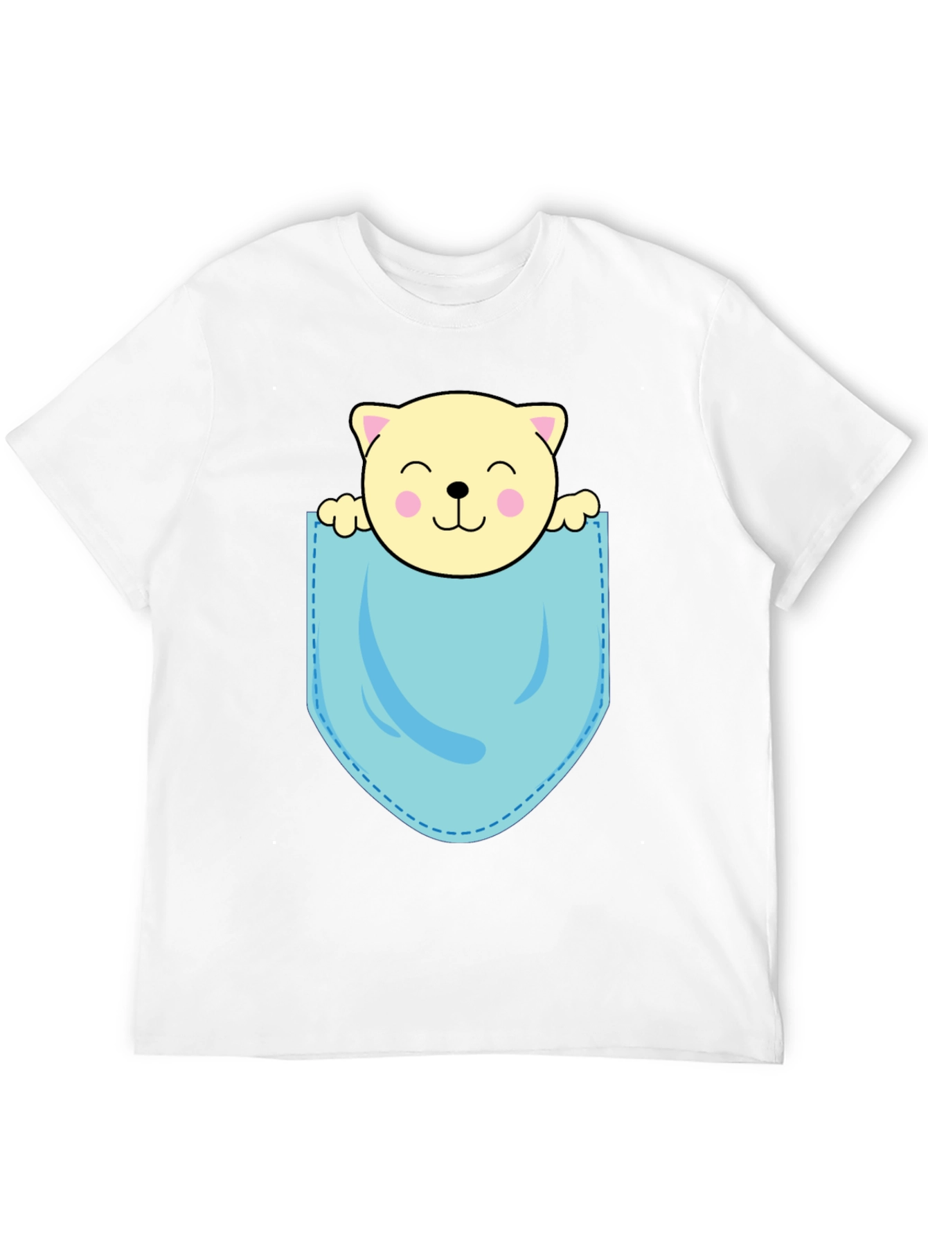 Cute Cat in Pocket Black T-Shirt