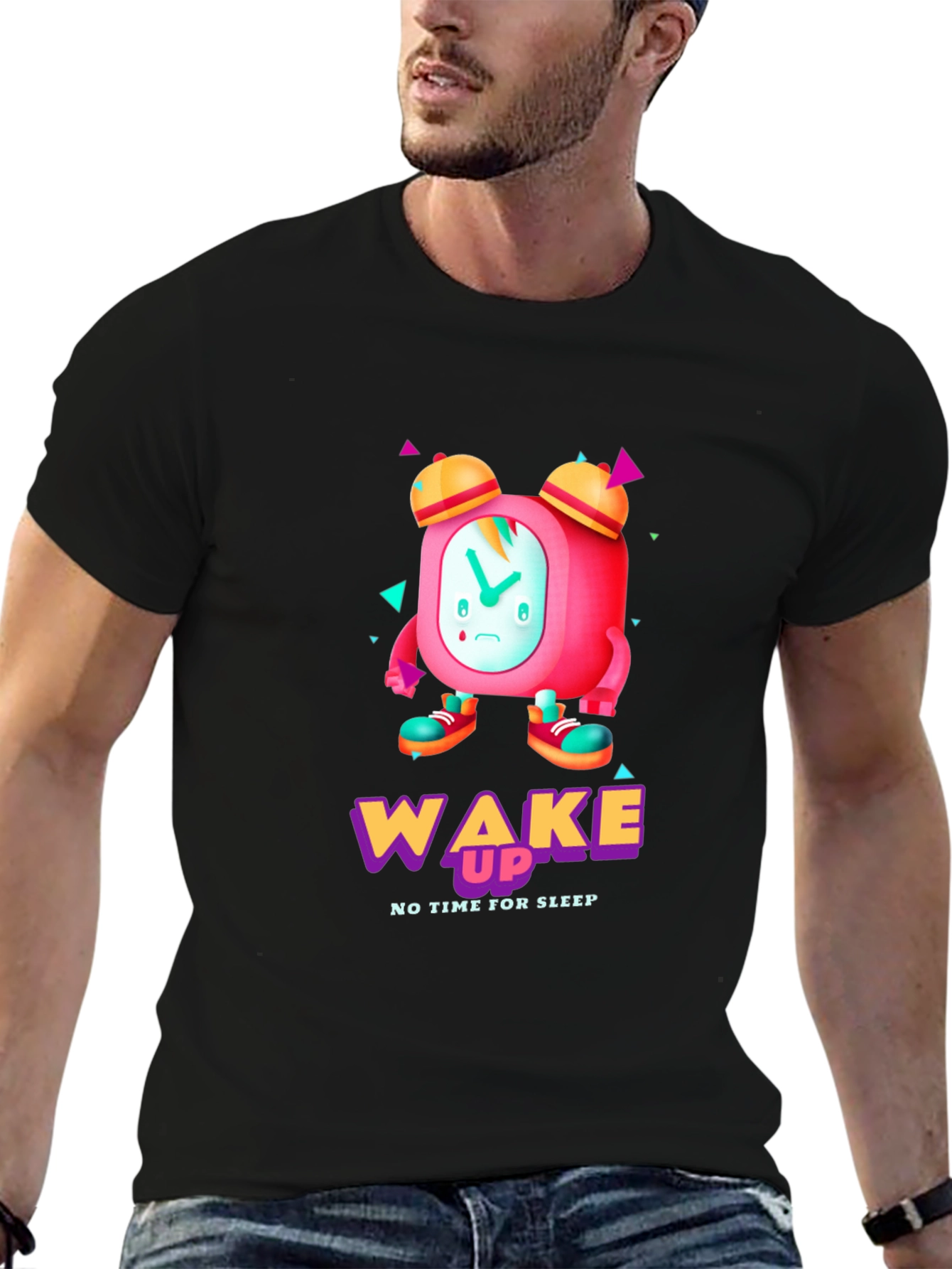 Wake Up Time T-Shirt - Cartoon Alarm Clock Design