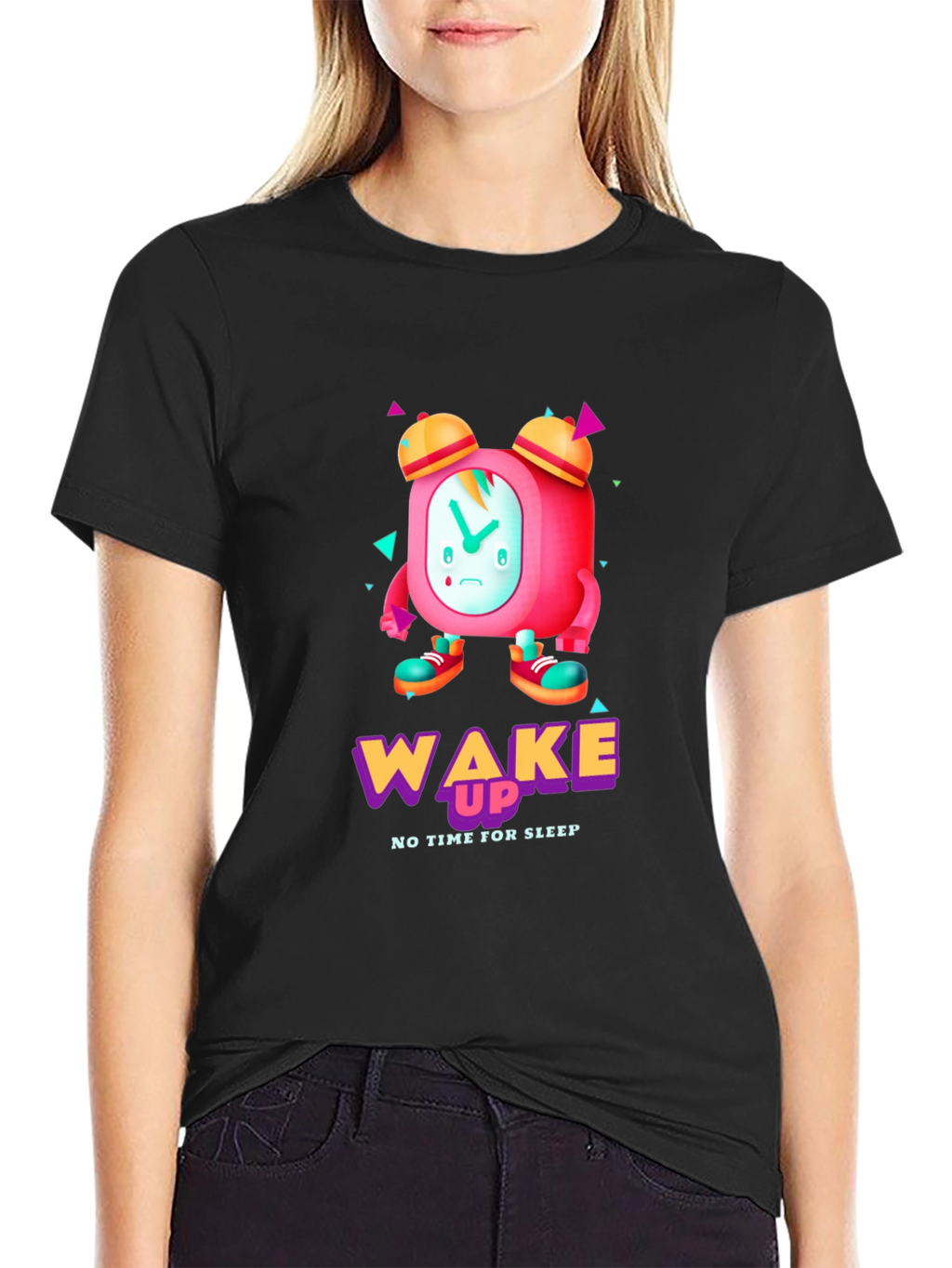 Wake Up Time T-Shirt - Cartoon Alarm Clock Design