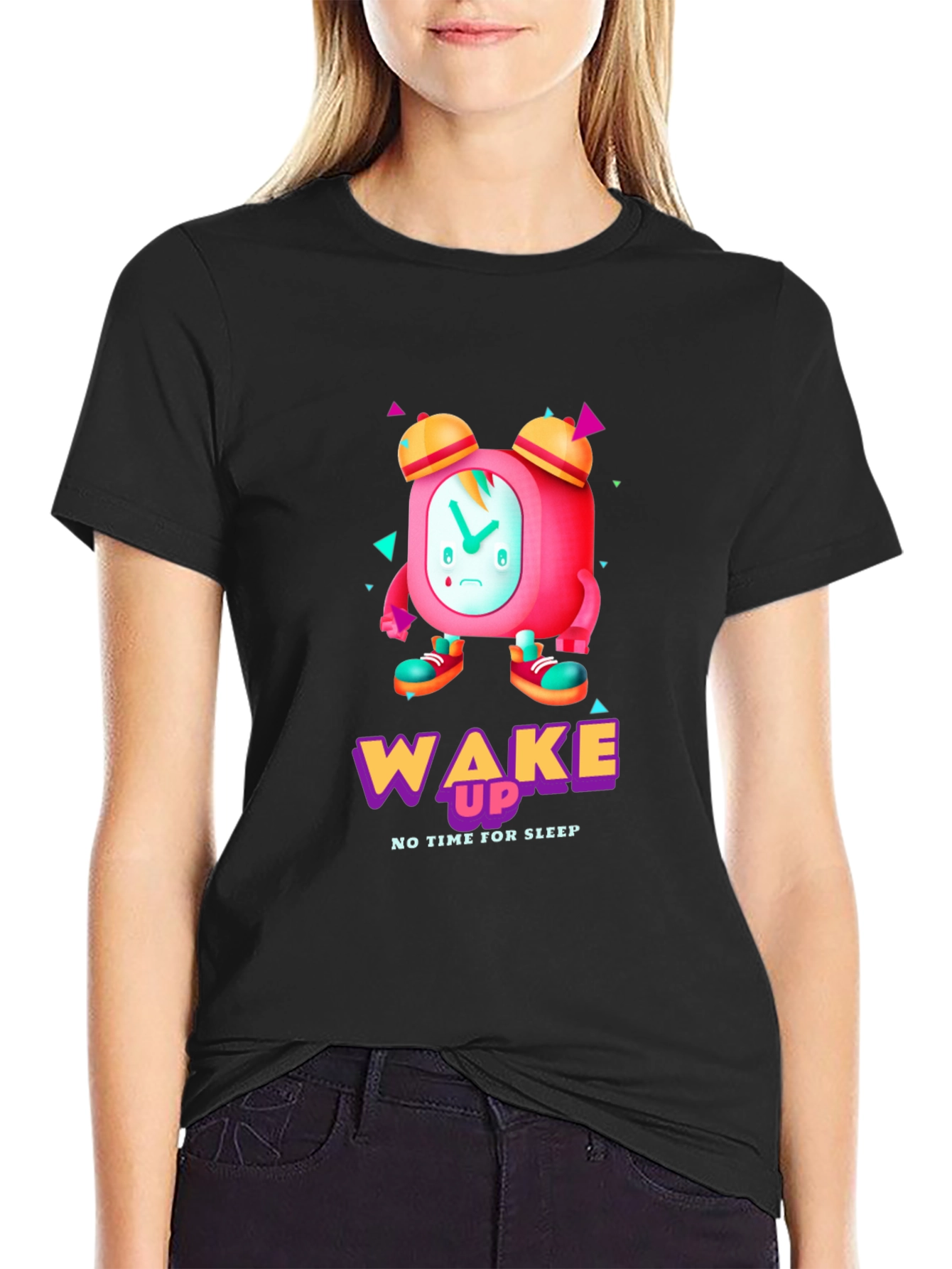 Wake Up Time T-Shirt - Cartoon Alarm Clock Design