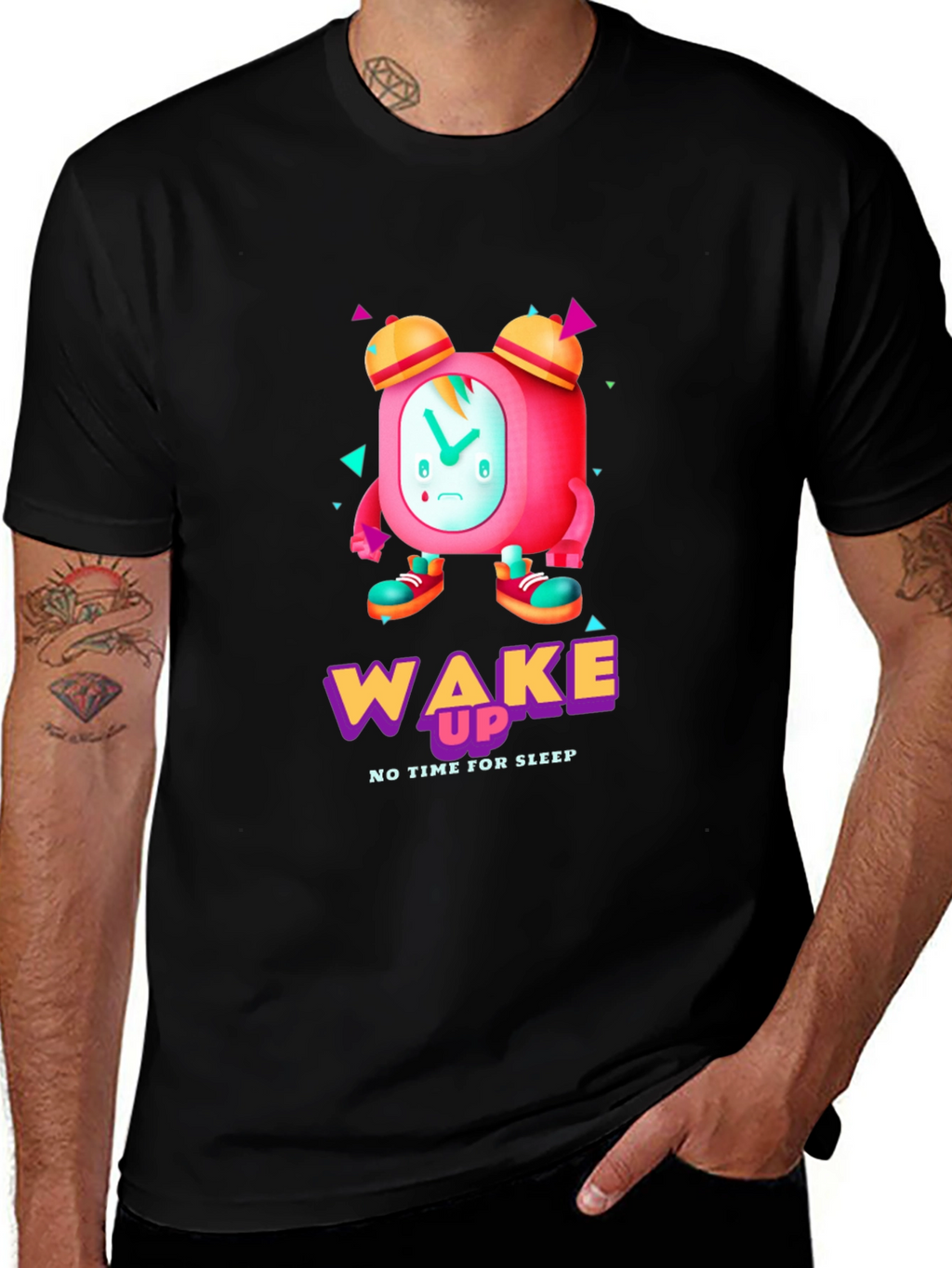 Wake Up Time T-Shirt - Cartoon Alarm Clock Design
