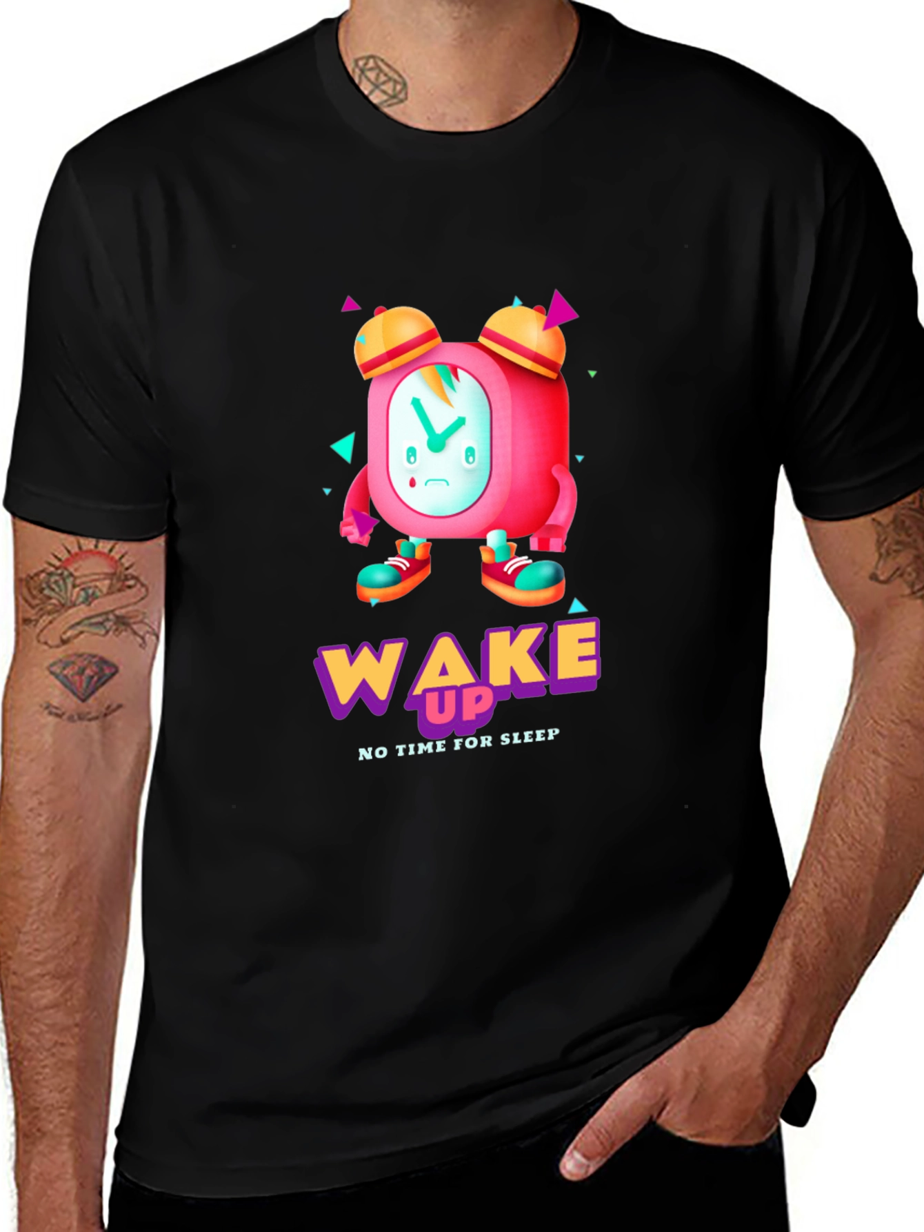 Wake Up Time T-Shirt - Cartoon Alarm Clock Design