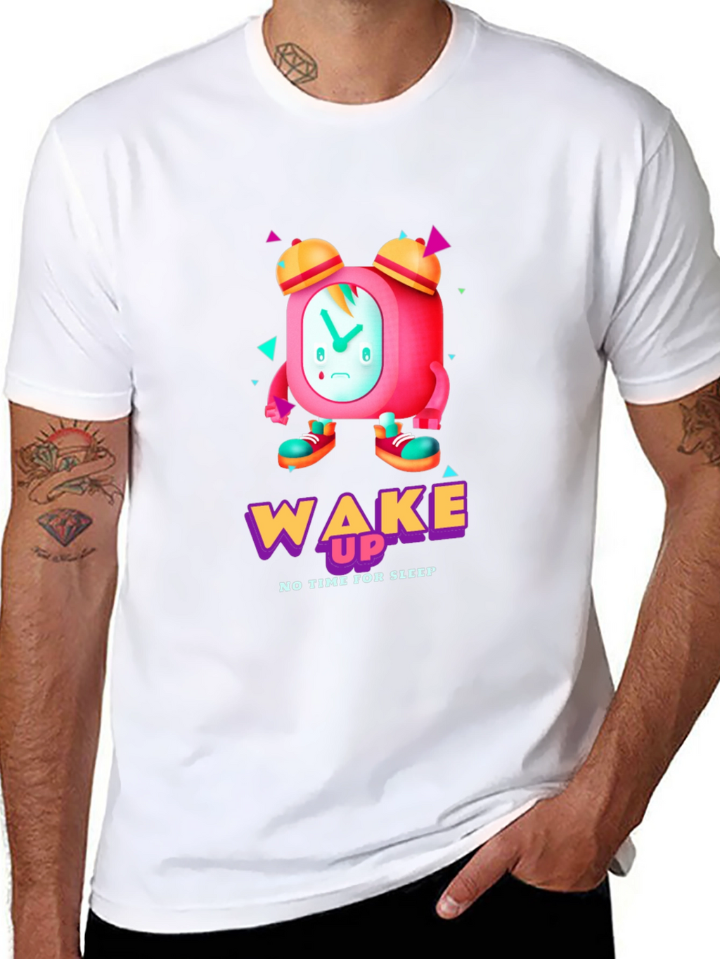 Wake Up Time T-Shirt - Cartoon Alarm Clock Design