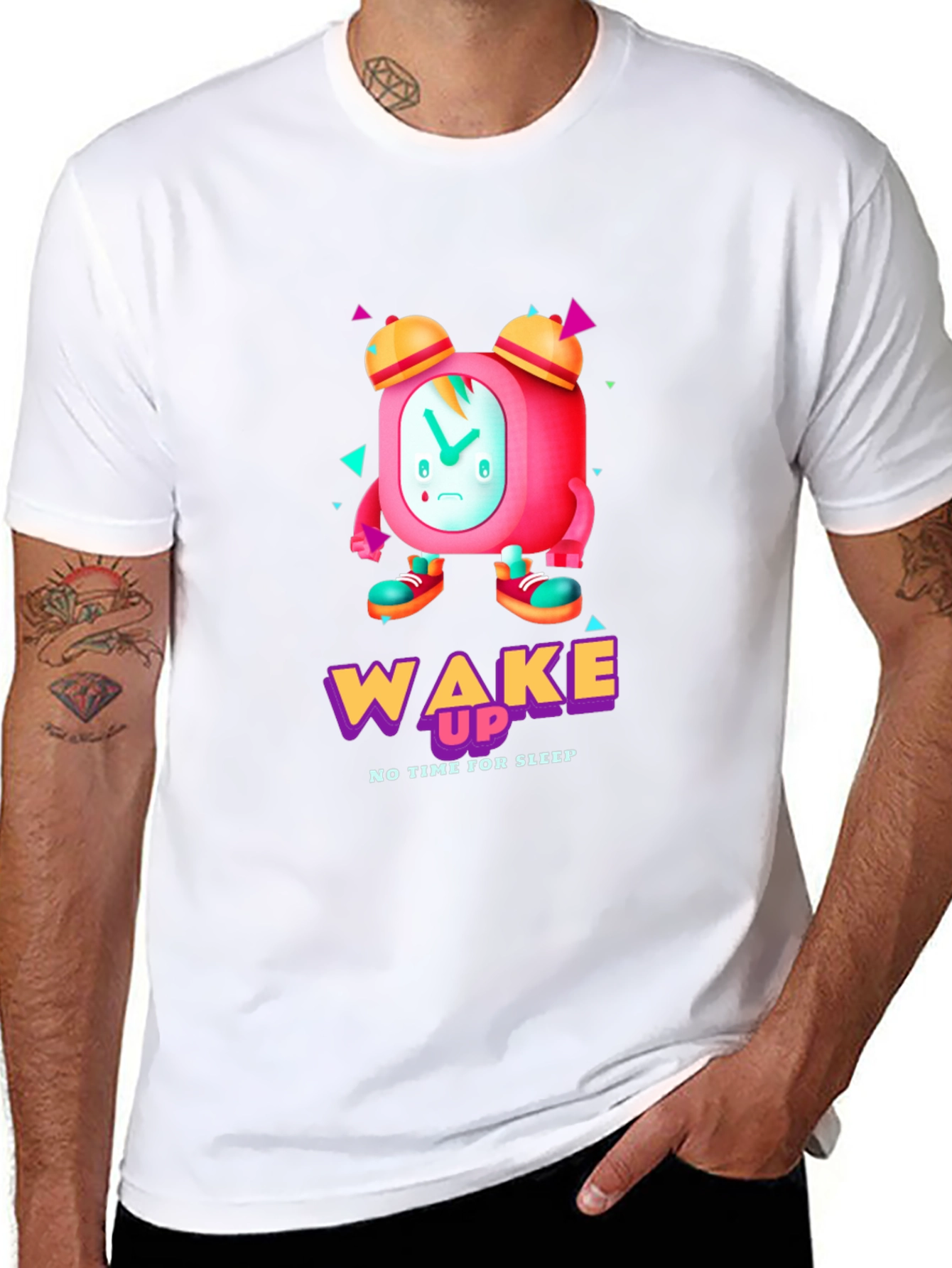 Wake Up Time T-Shirt - Cartoon Alarm Clock Design