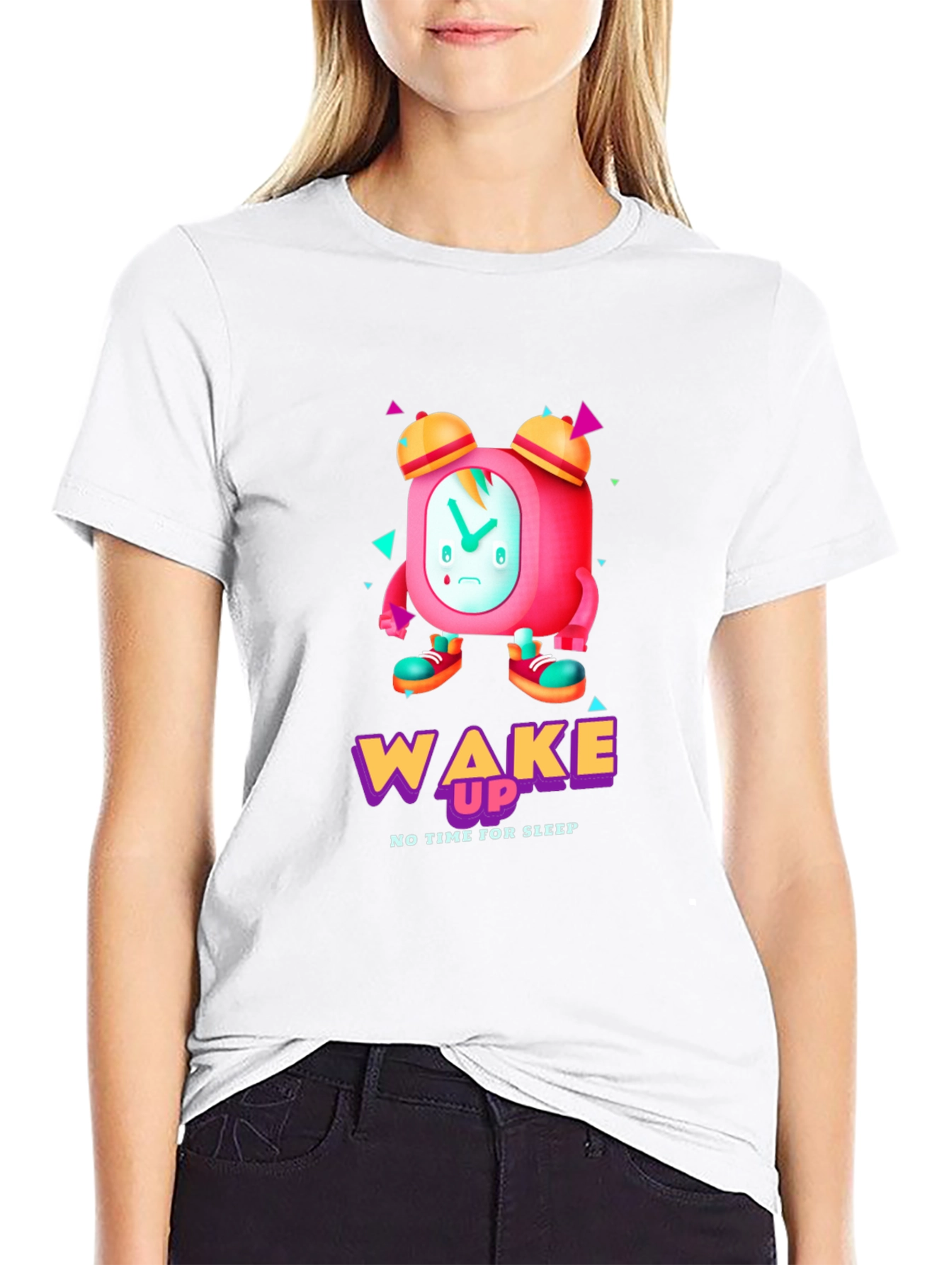Wake Up Time T-Shirt - Cartoon Alarm Clock Design