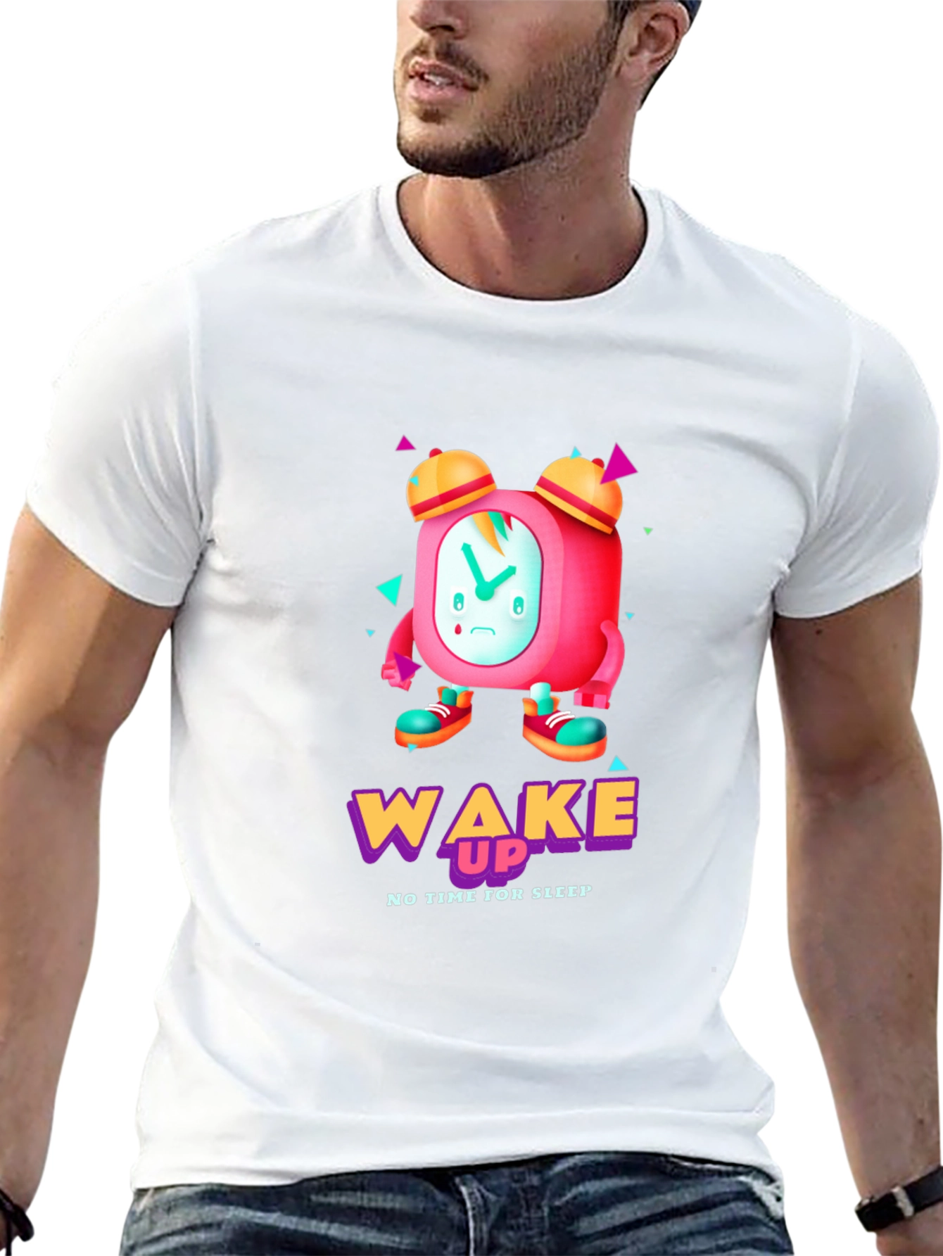 Wake Up Time T-Shirt - Cartoon Alarm Clock Design
