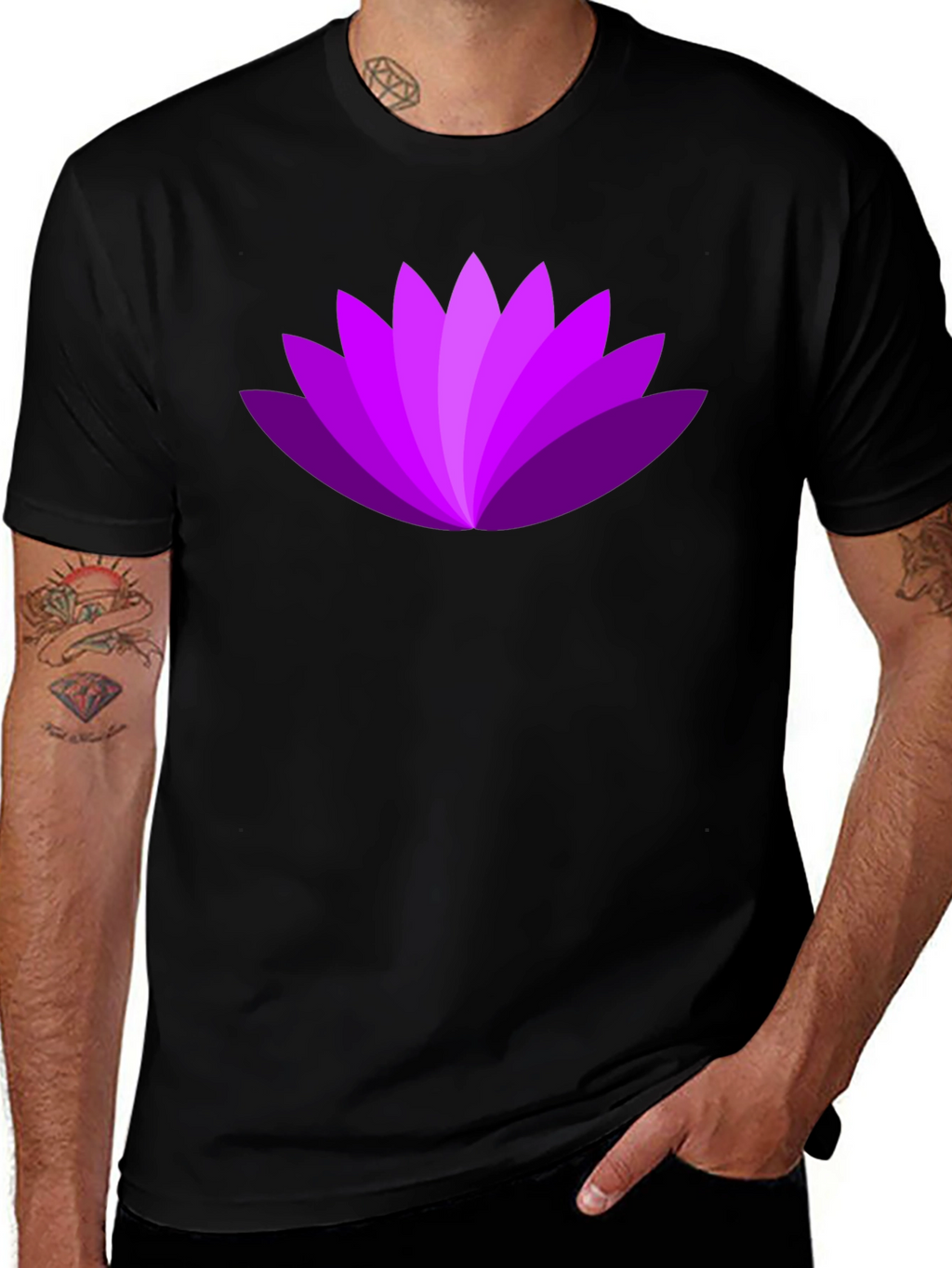 Purple Lotus Flower Graphic T-Shirt