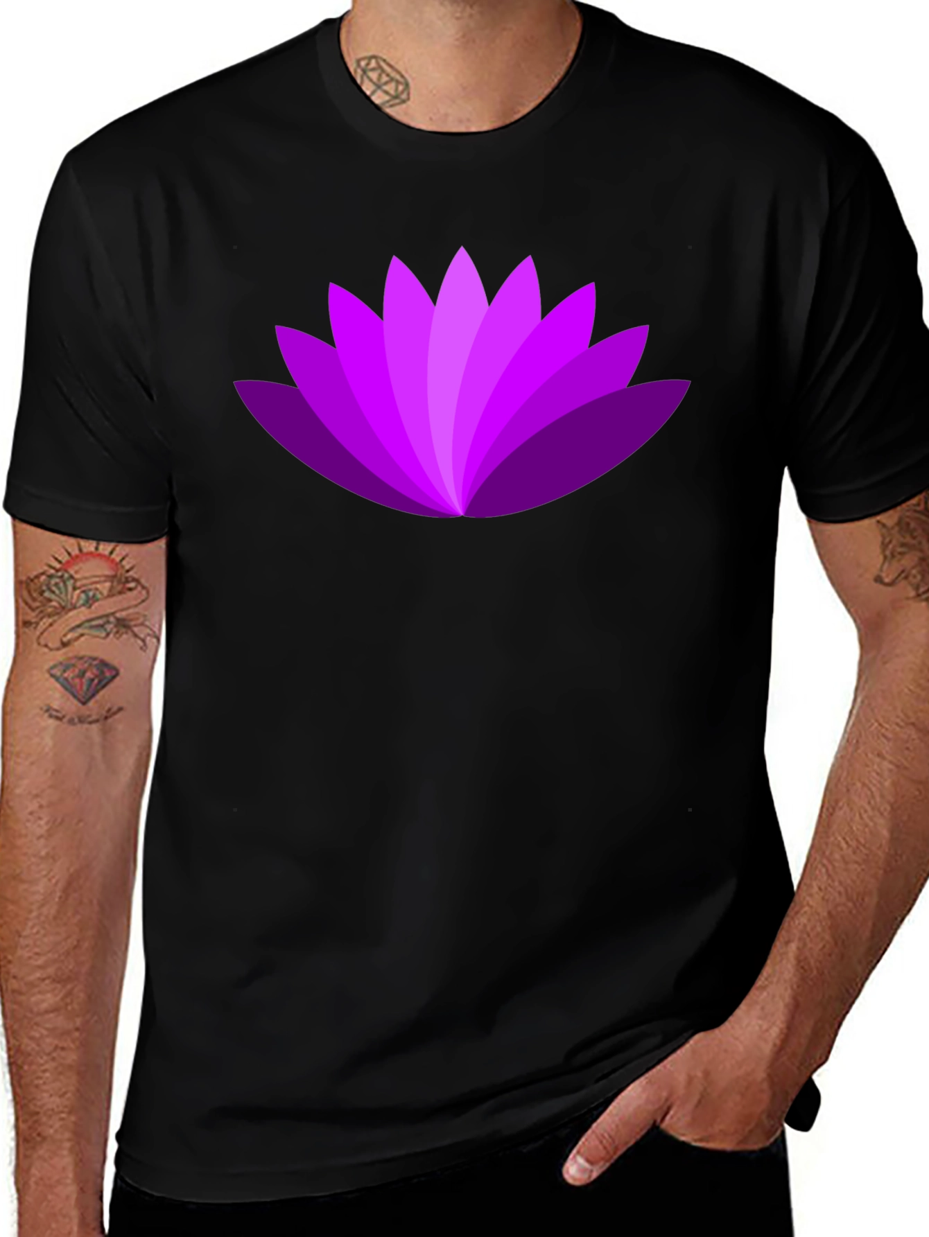Purple Lotus Flower Graphic T-Shirt