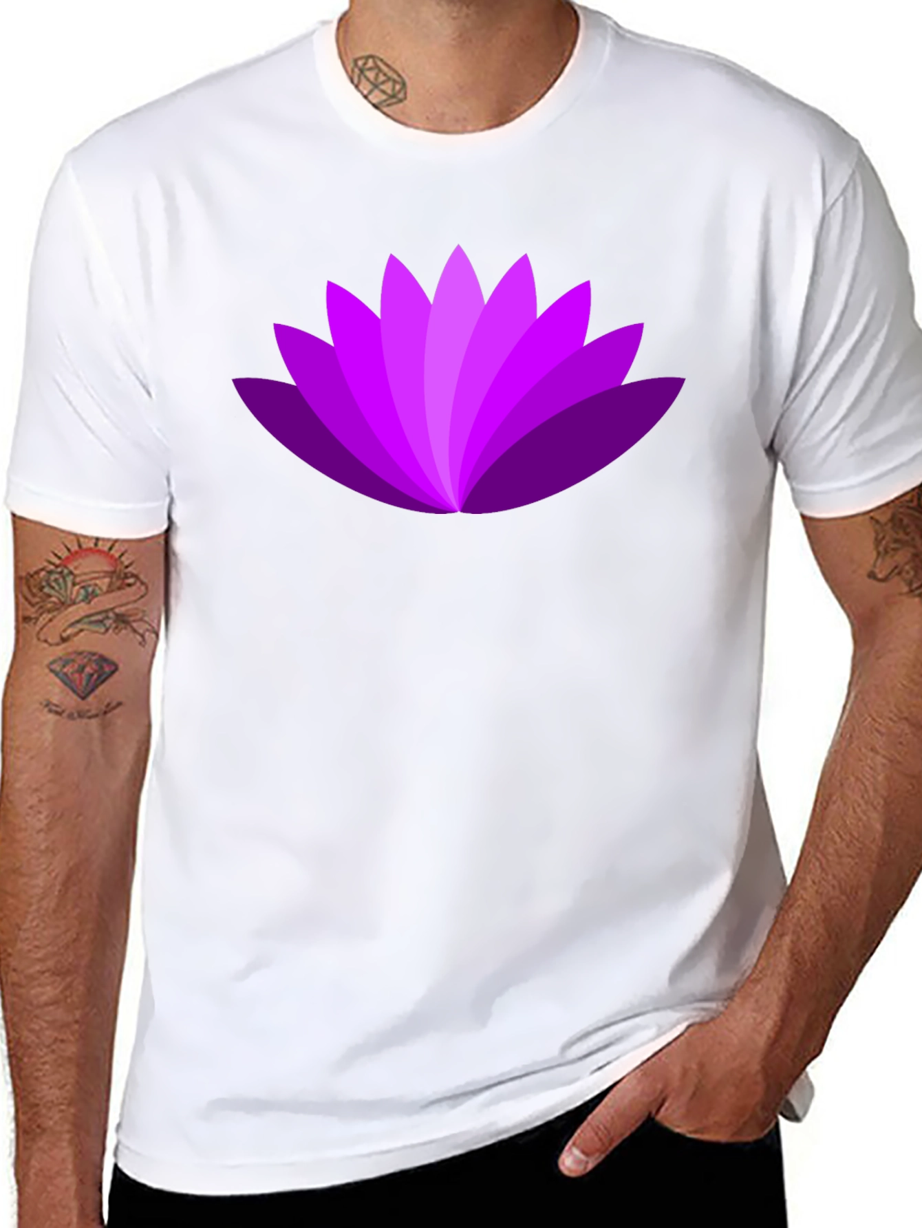 Purple Lotus Flower Graphic T-Shirt