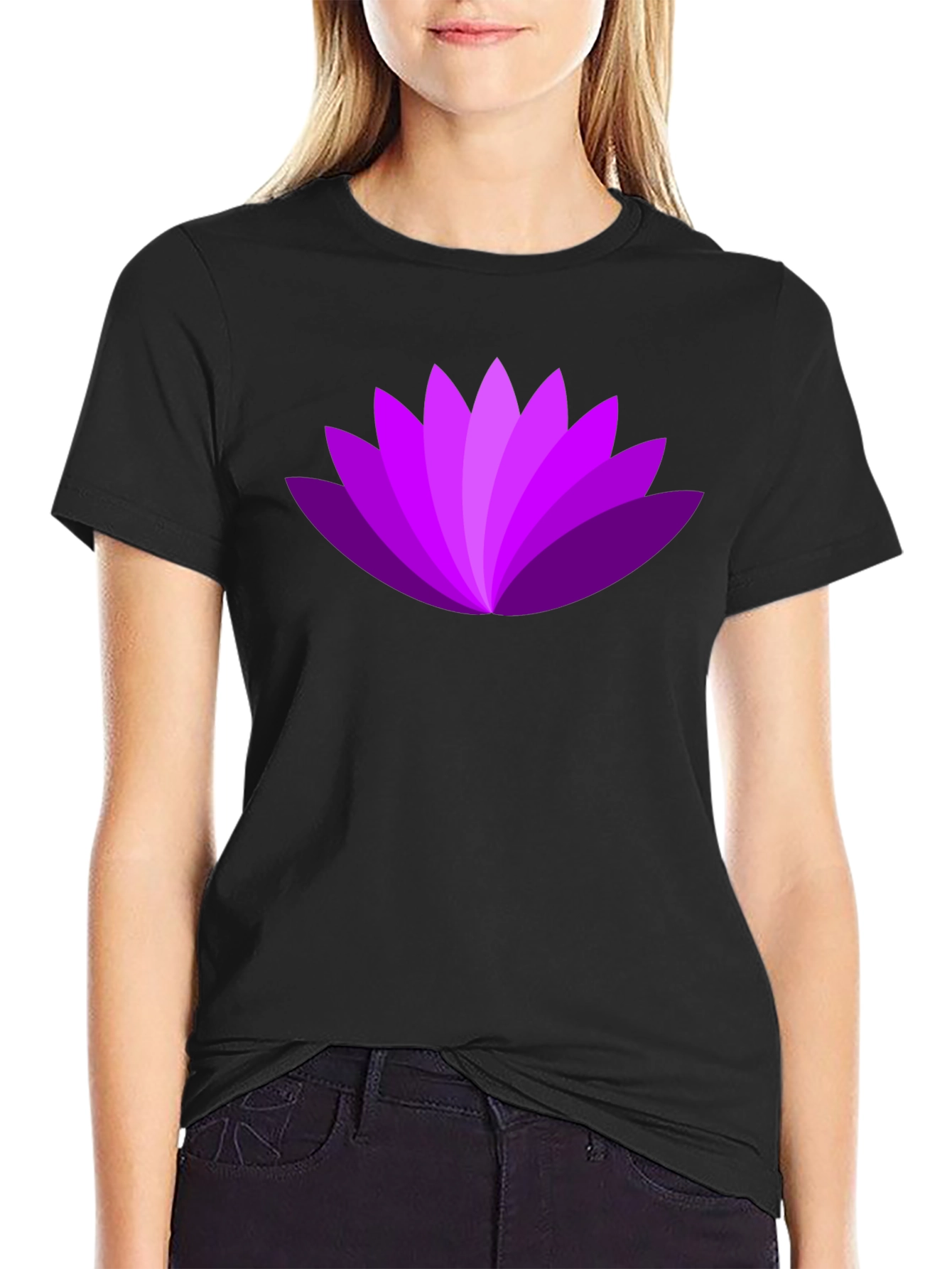 Purple Lotus Flower Graphic T-Shirt