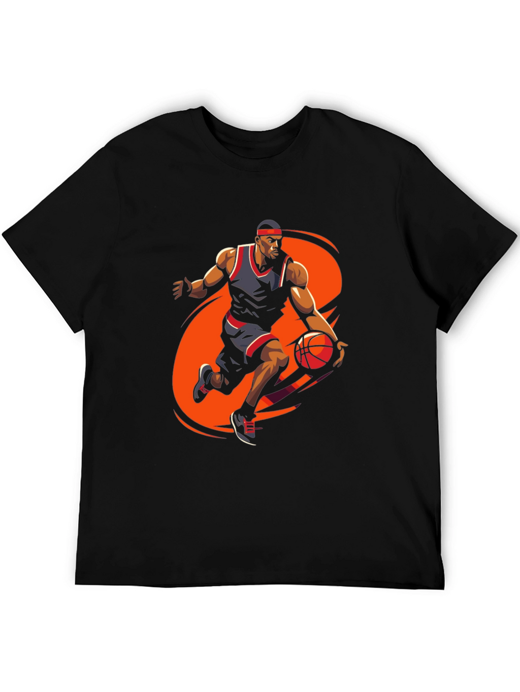 Basketball Player Graphic Tee - Stylish Black Cotton T-Shirt