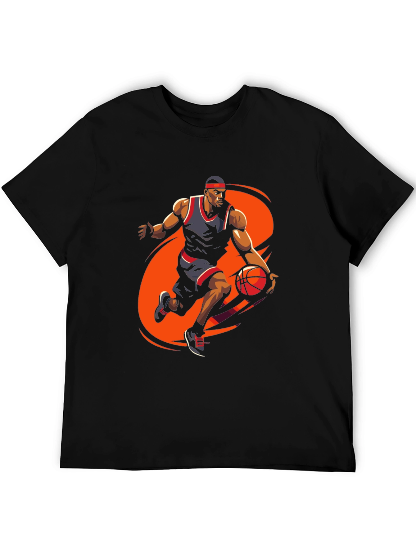 Basketball Player Graphic Tee - Stylish Black Cotton T-Shirt