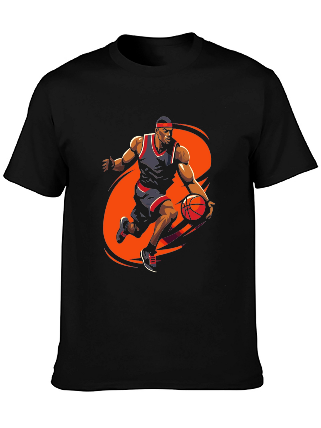Basketball Player Graphic Tee - Stylish Black Cotton T-Shirt