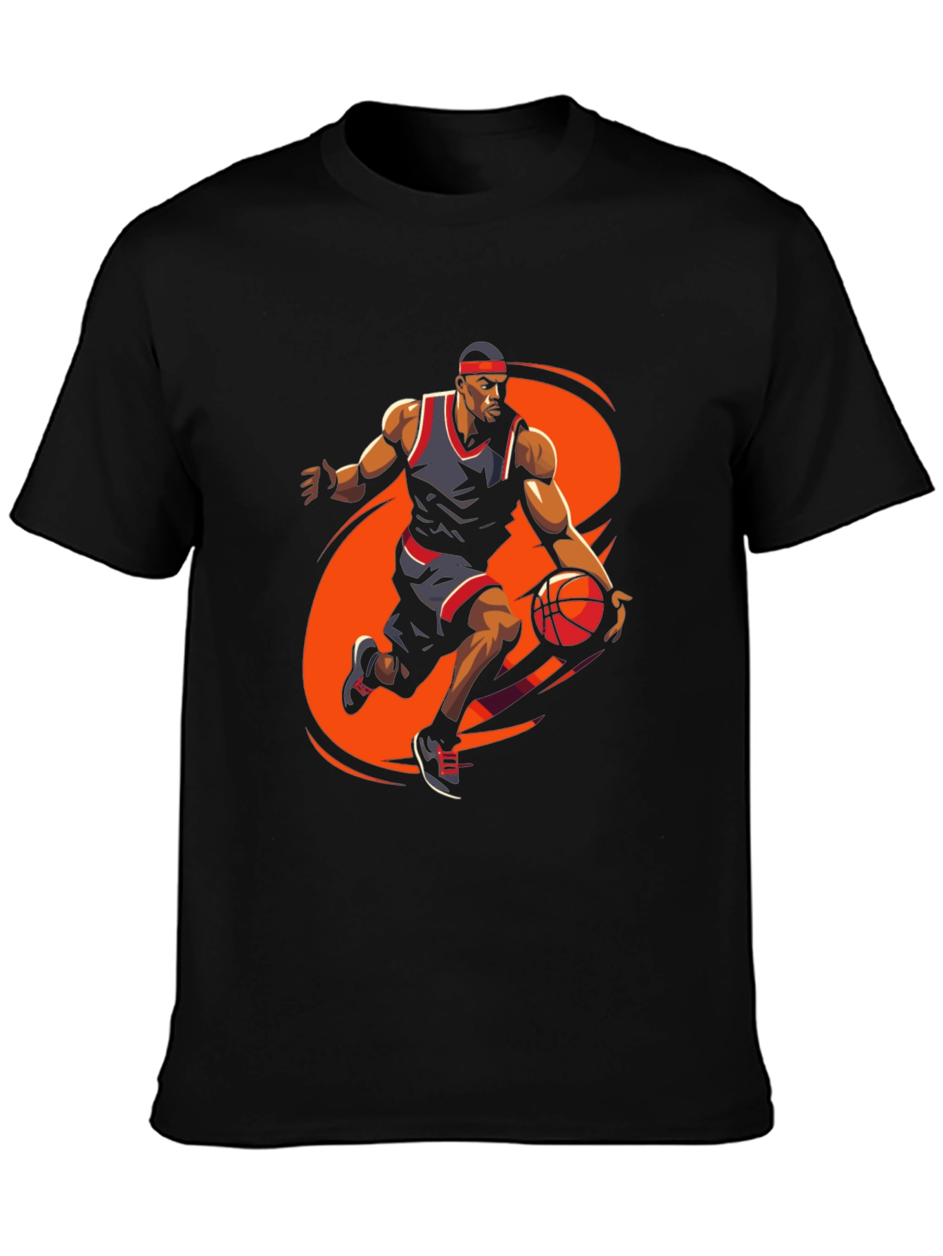 Basketball Player Graphic Tee - Stylish Black Cotton T-Shirt