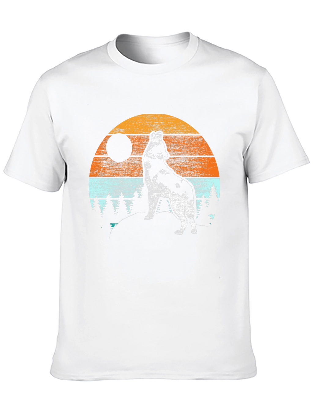 Wolf Howling at Moon T-Shirt - Retro Design