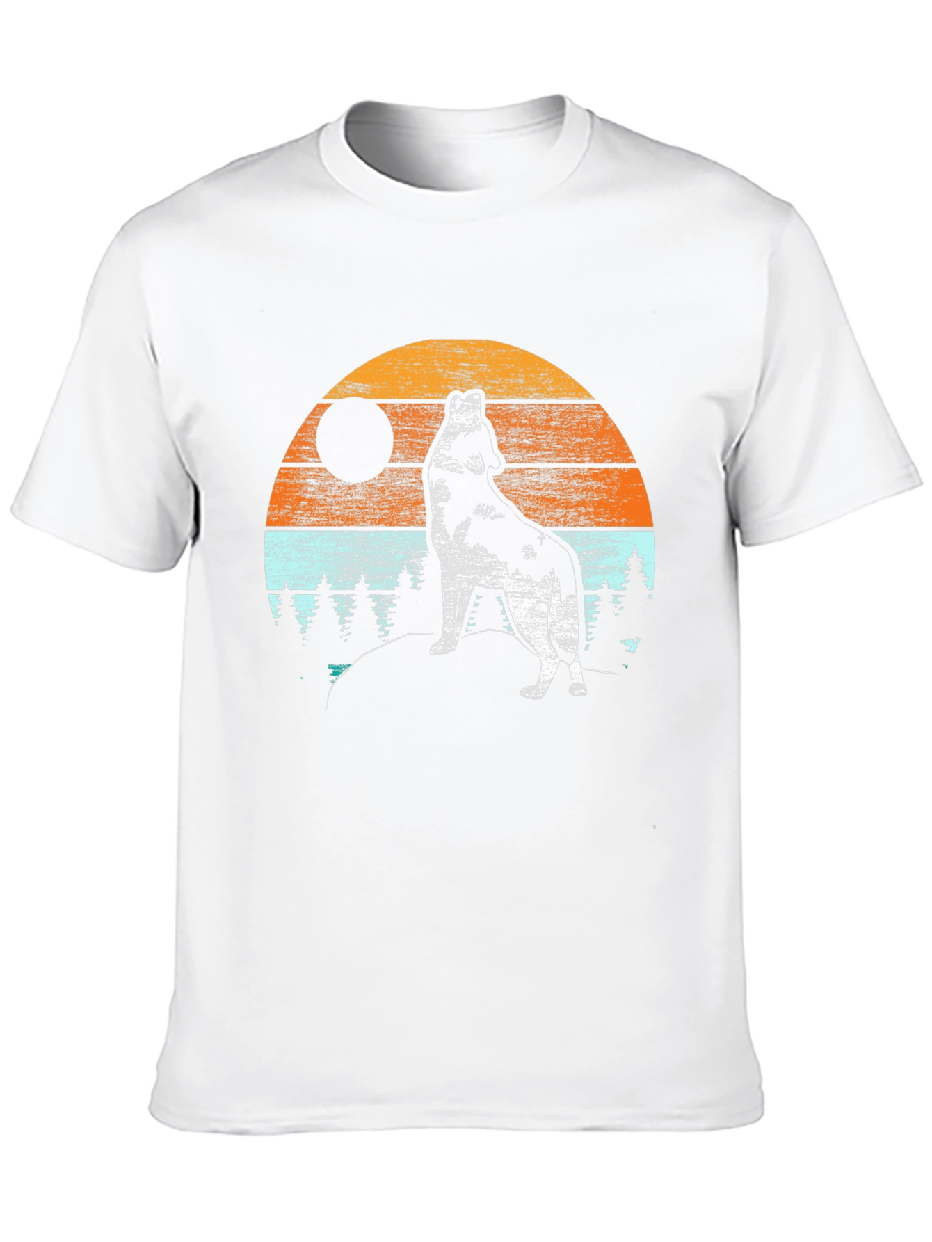 Wolf Howling at Moon T-Shirt - Retro Design