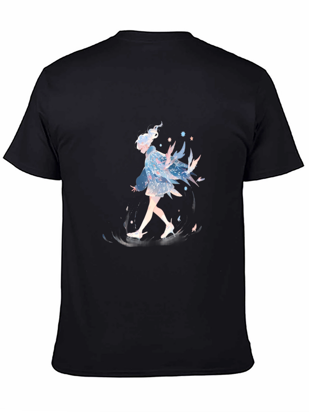 Anime Girl Graphic Print Black T-Shirt
