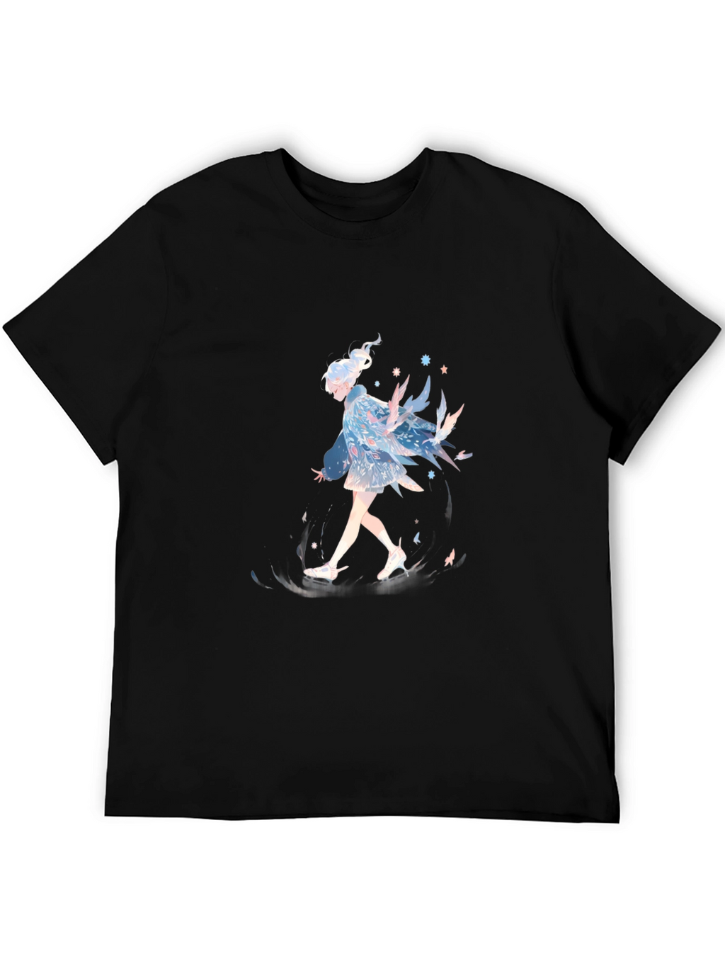 Anime Girl Graphic Print Black T-Shirt