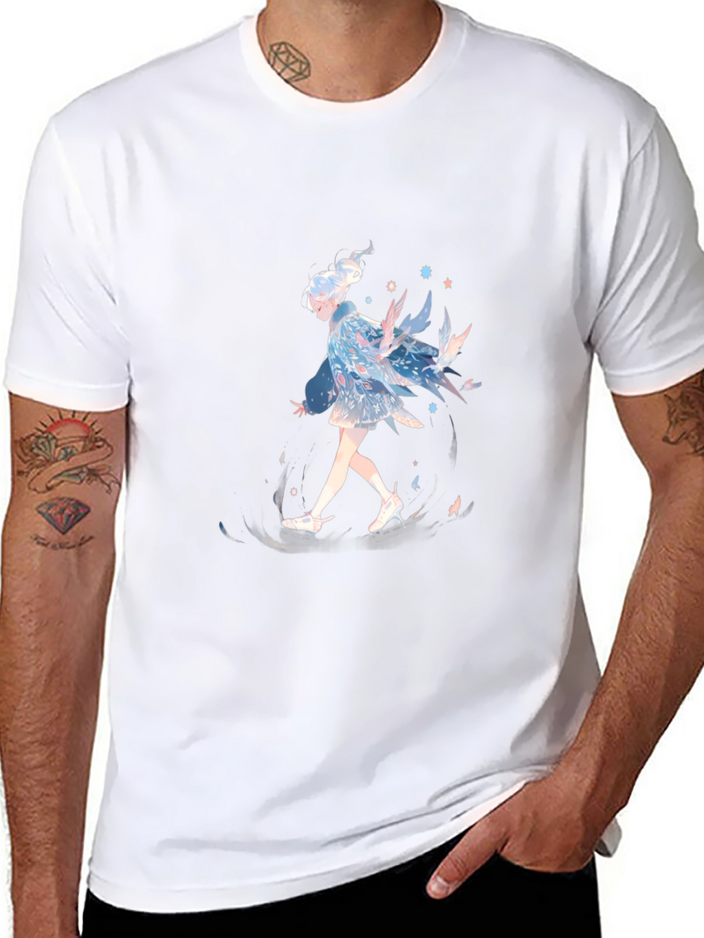 Anime Girl Graphic Print Black T-Shirt