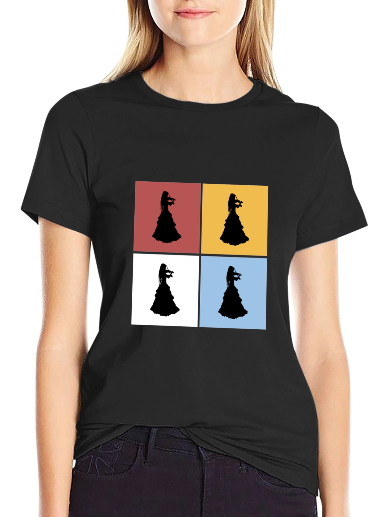Violinist Silhouette Pop Art T-Shirt - Stylish Graphic Tee