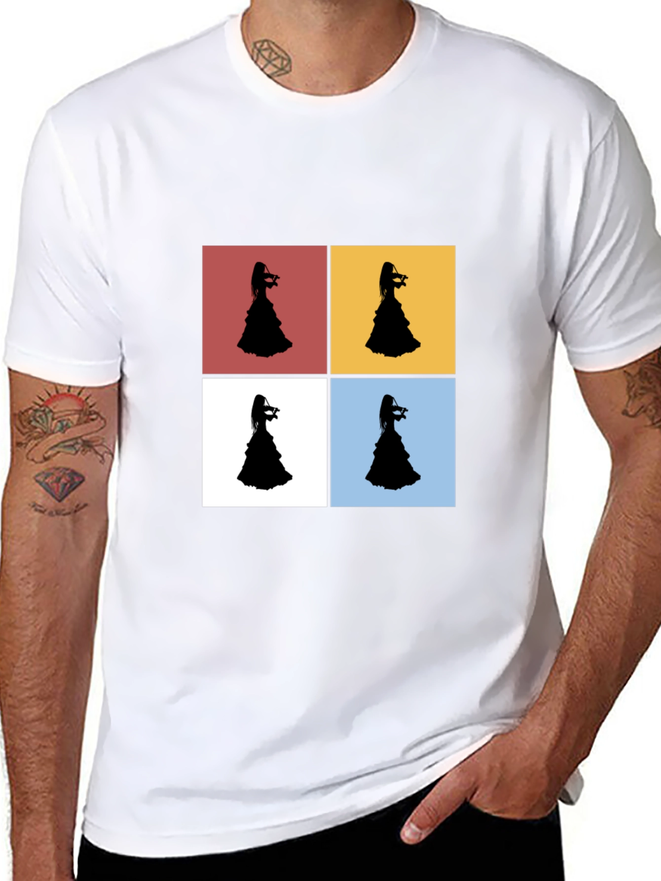 Violinist Silhouette Pop Art T-Shirt - Stylish Graphic Tee