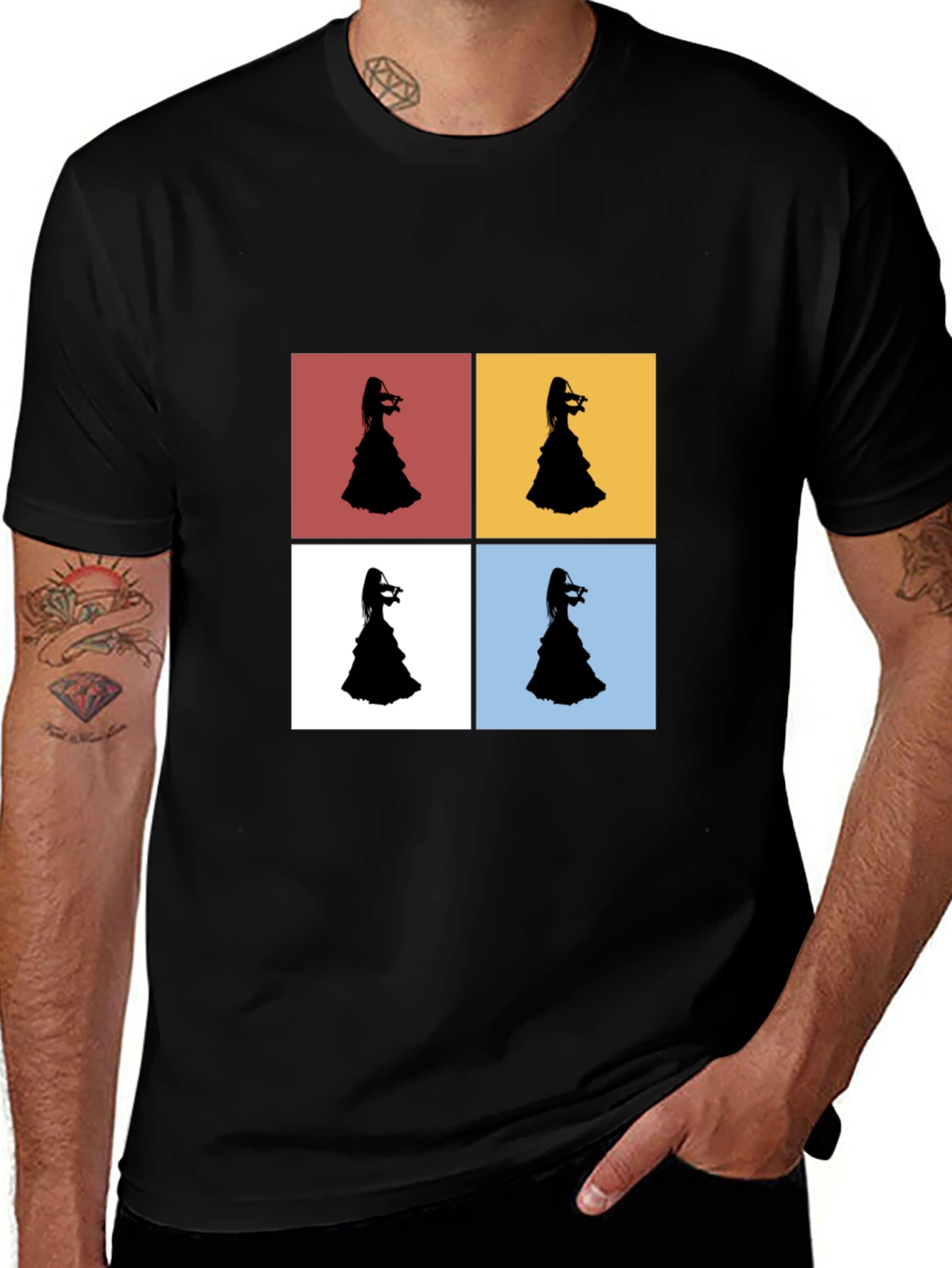 Violinist Silhouette Pop Art T-Shirt - Stylish Graphic Tee
