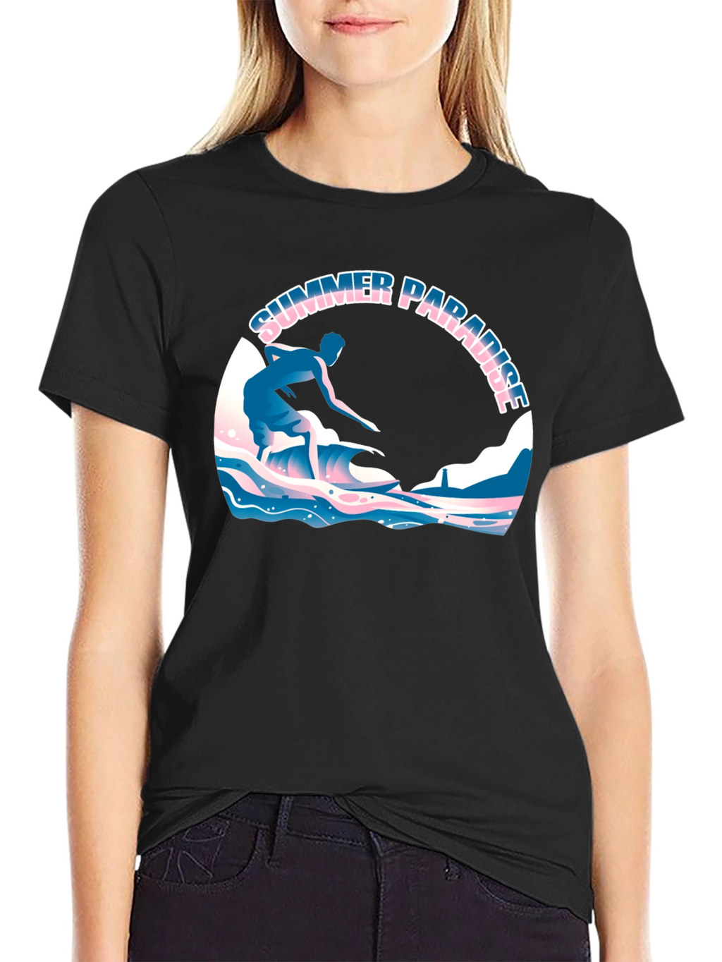 Summer Paradise Surfing Graphic T-Shirt