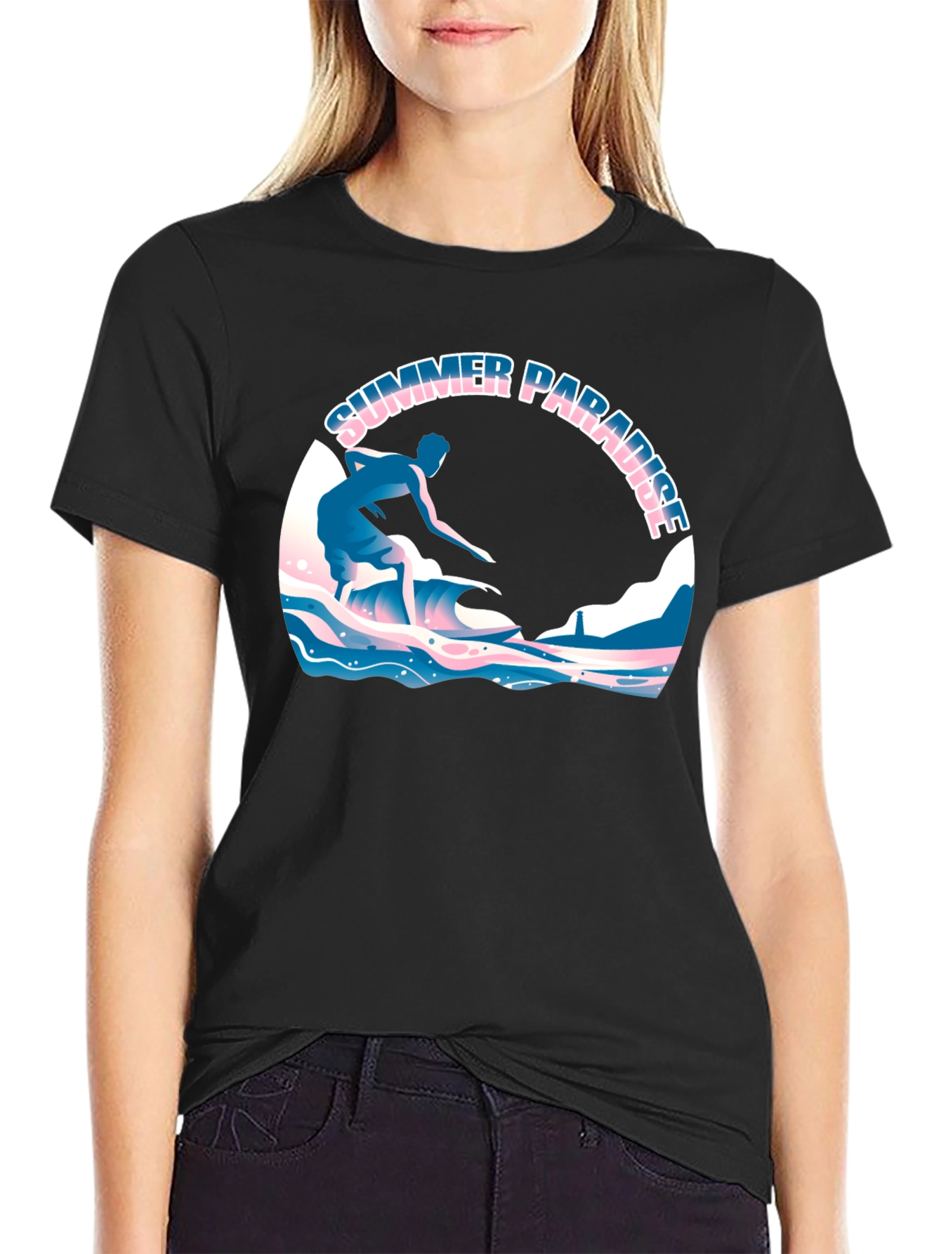 Summer Paradise Surfing Graphic T-Shirt