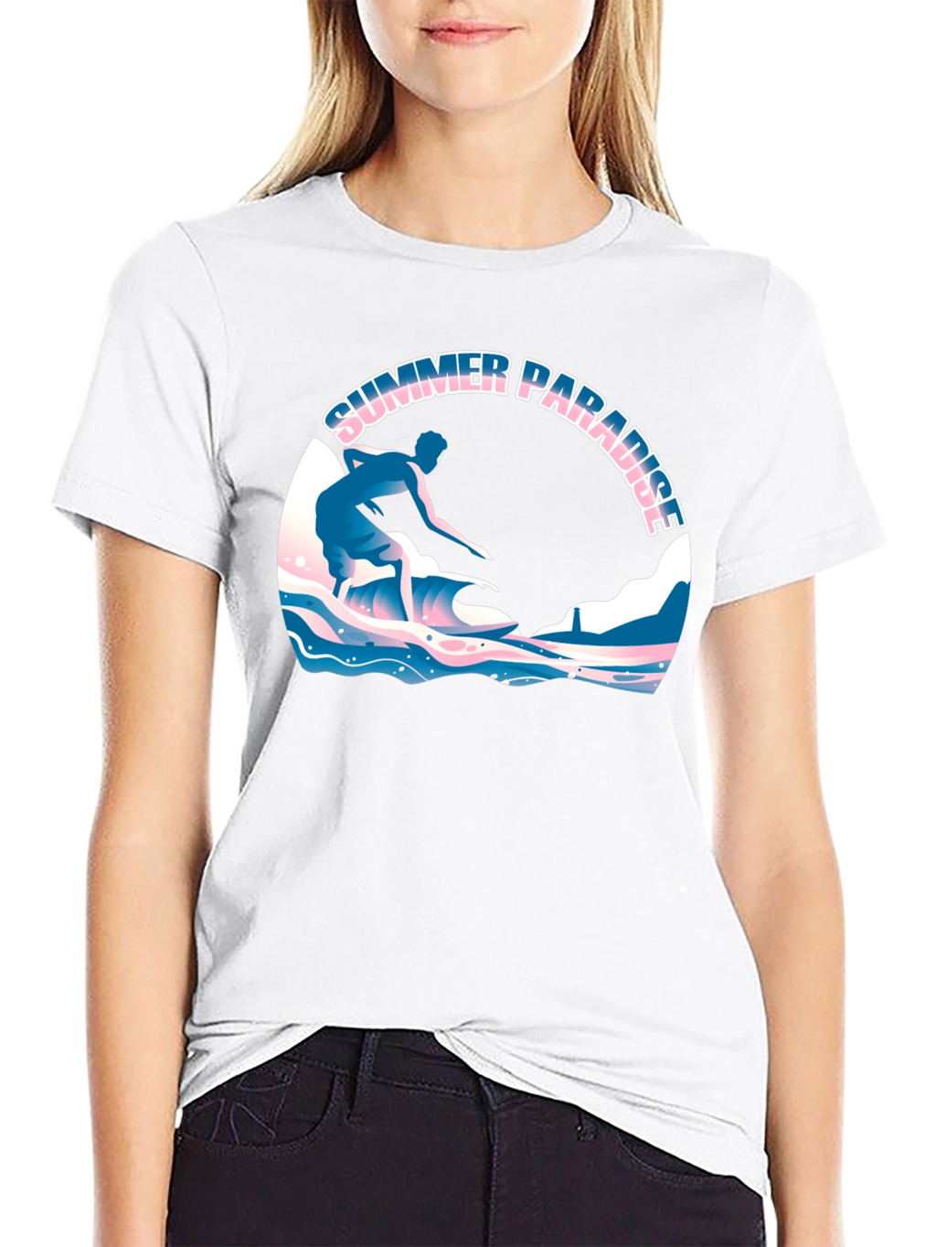 Summer Paradise Surfing Graphic T-Shirt