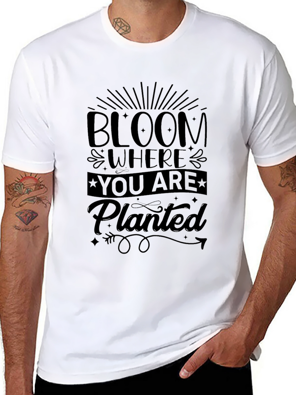 Bloom Where You Are Planted Black T-Shirt