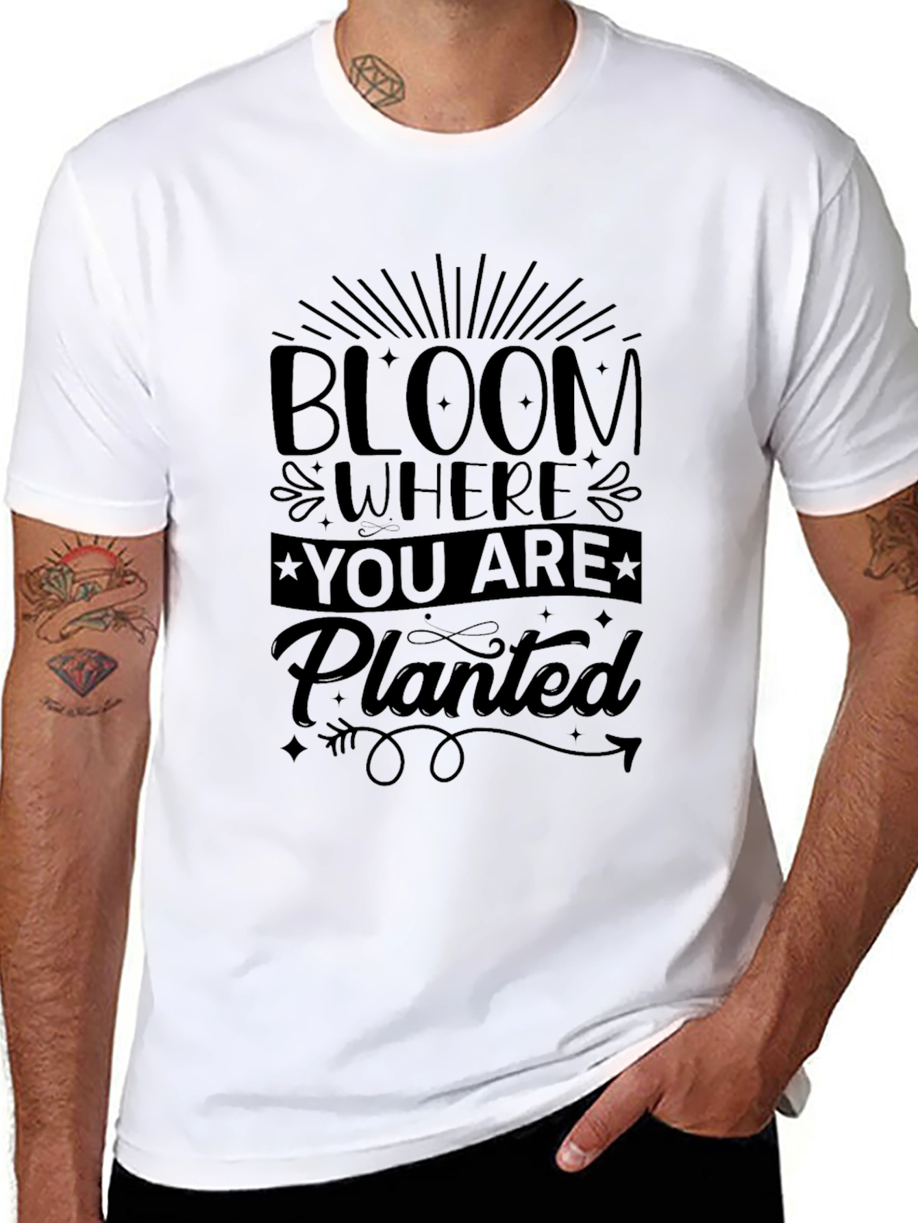 Bloom Where You Are Planted Black T-Shirt
