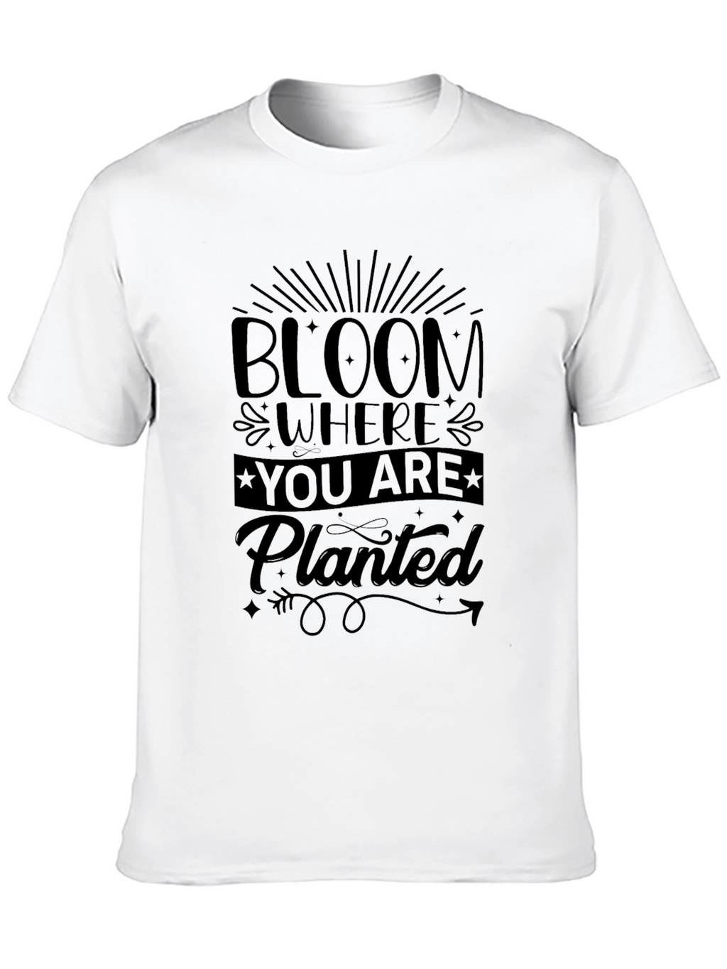Bloom Where You Are Planted Black T-Shirt
