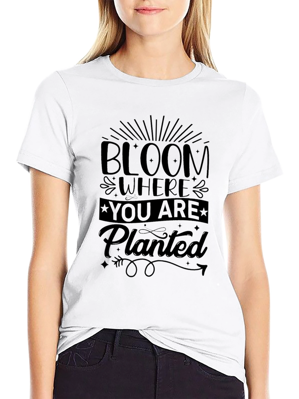 Bloom Where You Are Planted Black T-Shirt