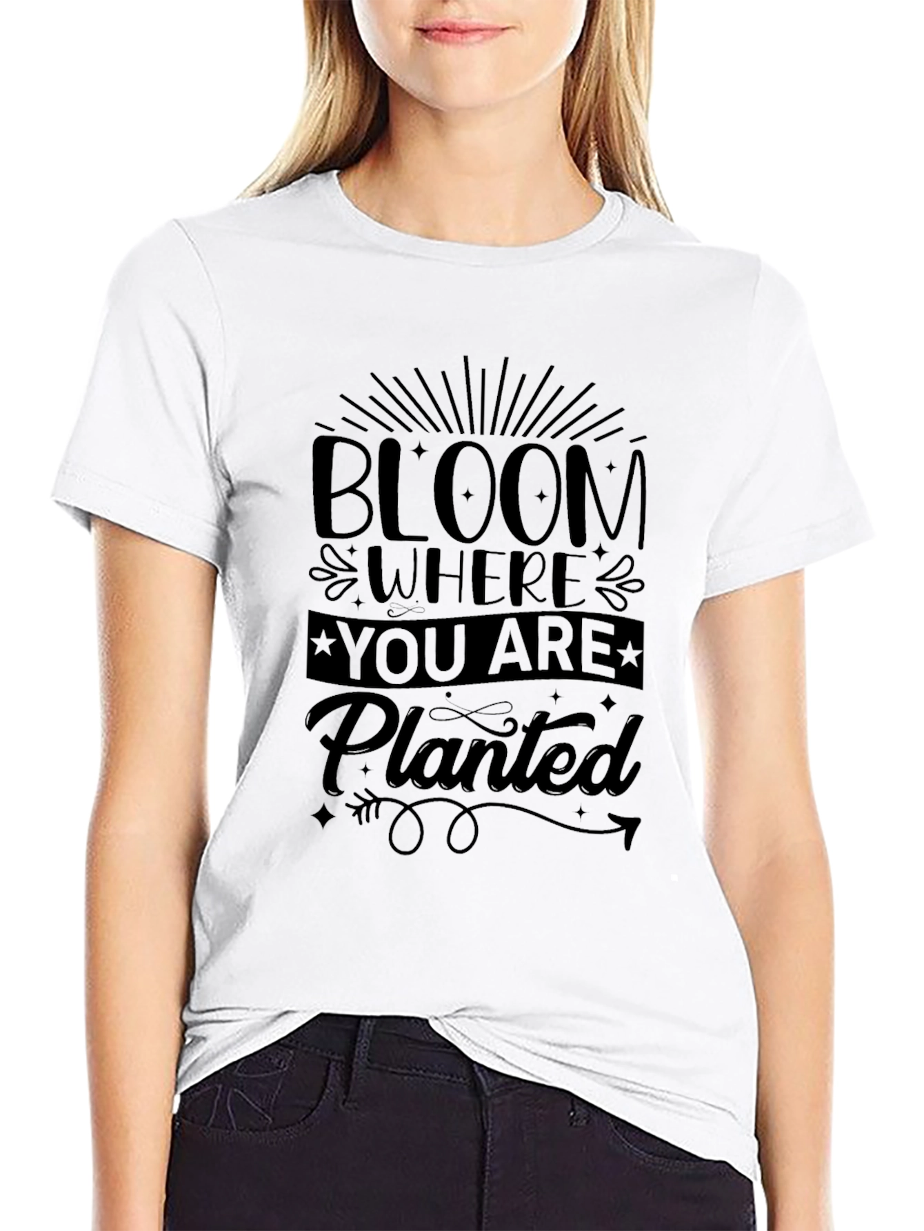 Bloom Where You Are Planted Black T-Shirt