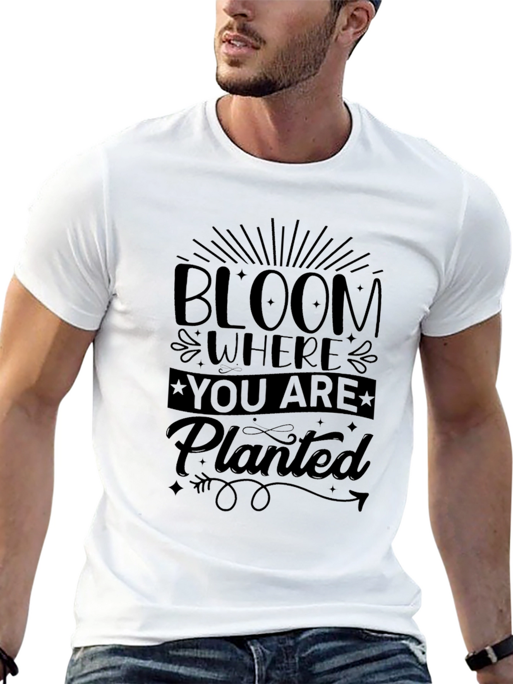 Bloom Where You Are Planted Black T-Shirt