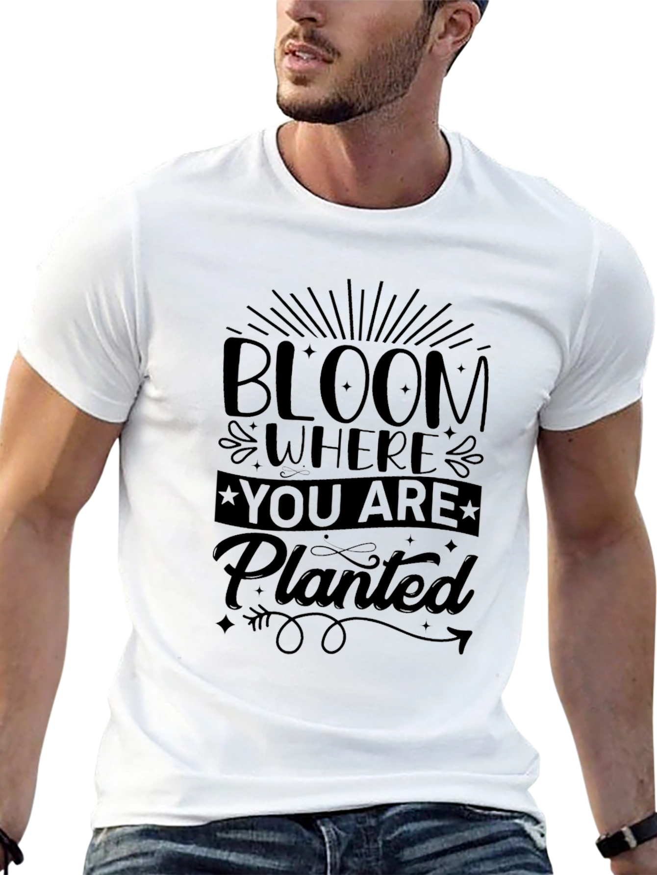 Bloom Where You Are Planted Black T-Shirt