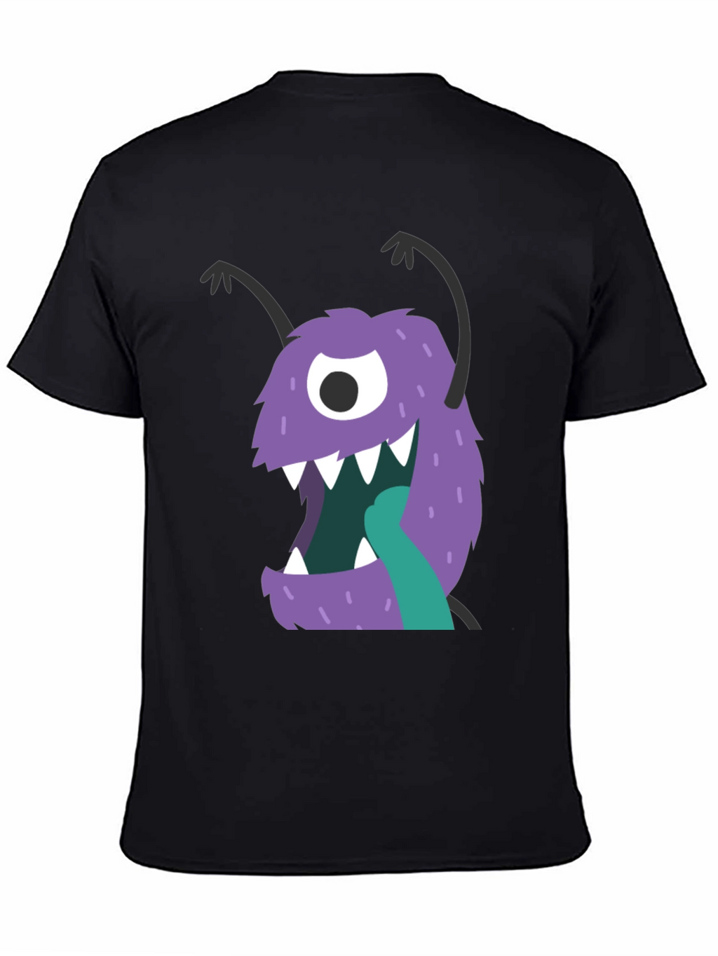 Monster Graphic Tee - Black Cotton Blend Casual Wear