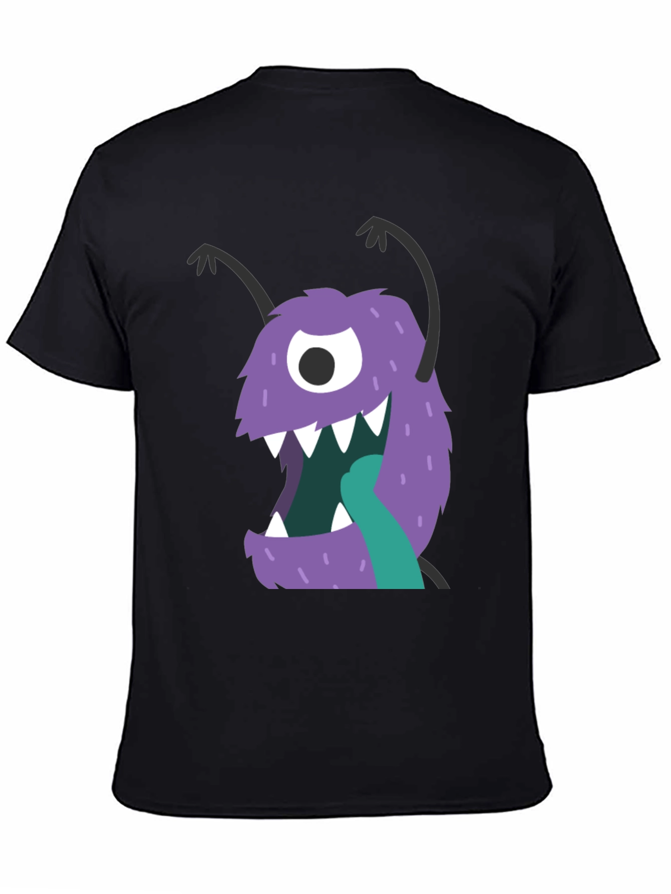 Monster Graphic Tee - Black Cotton Blend Casual Wear
