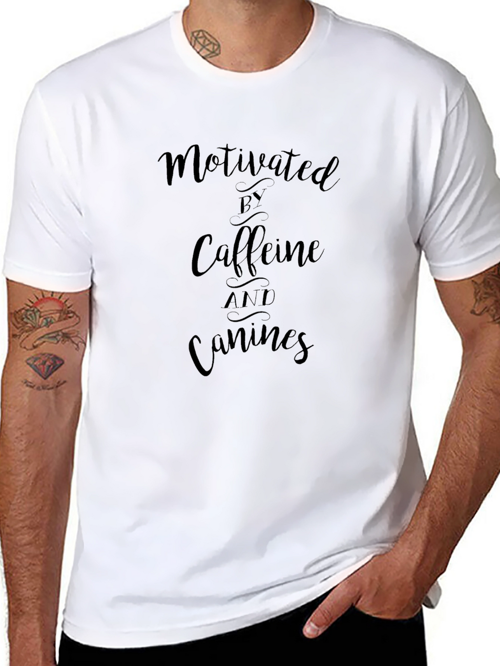 Motivated By Caffeine and Canines Black T-Shirt