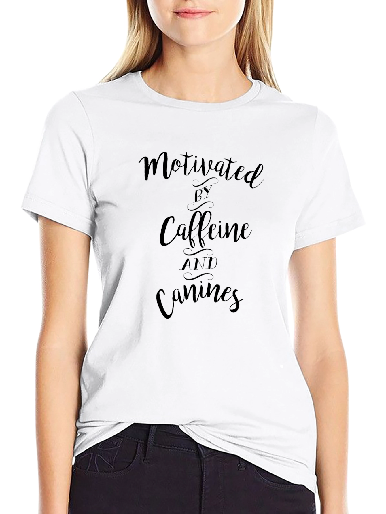 Motivated By Caffeine and Canines Black T-Shirt