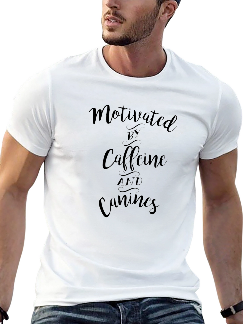 Motivated By Caffeine and Canines Black T-Shirt