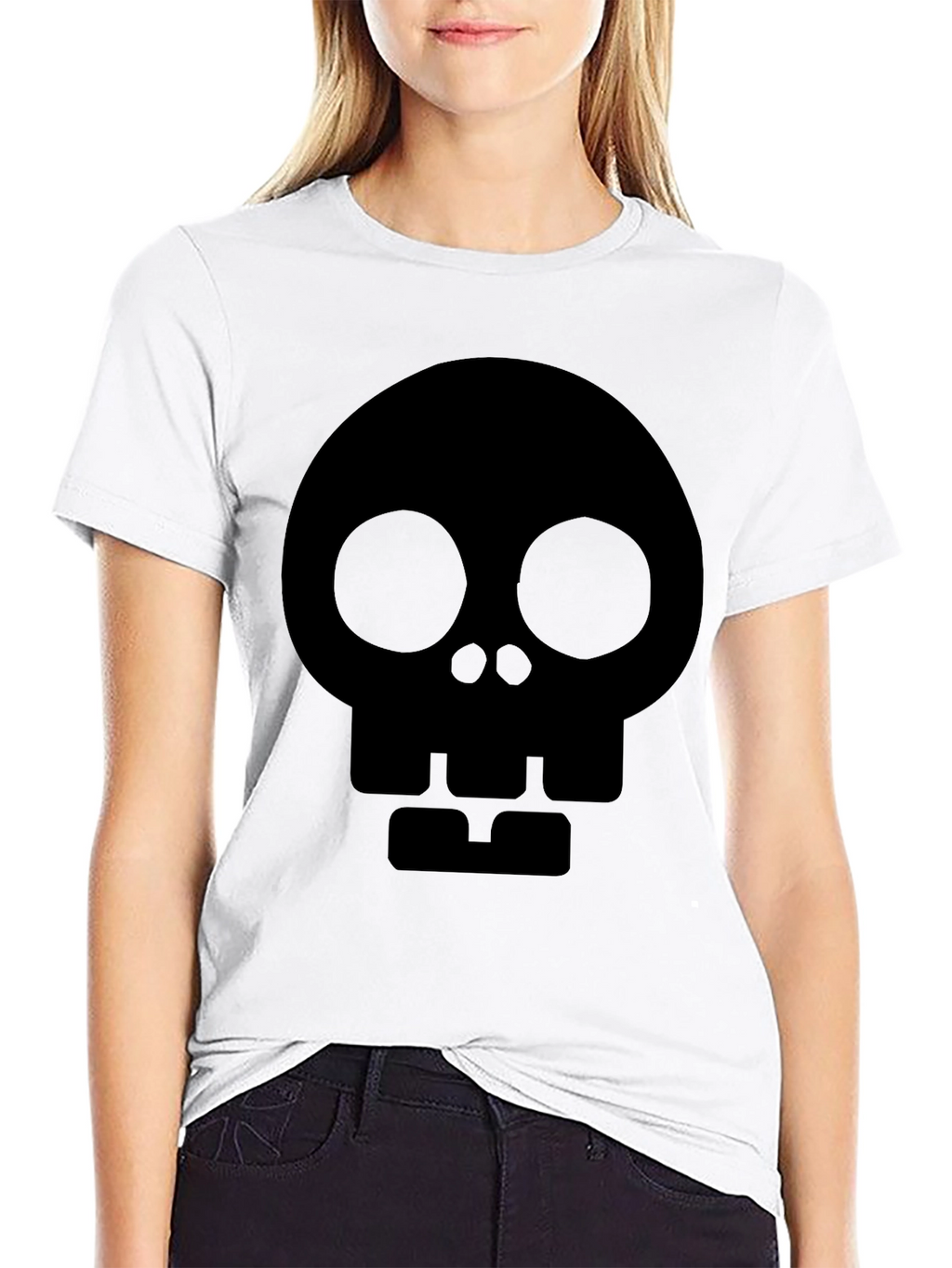 Skull Graphic Tee - Modern Black Cotton T-Shirt
