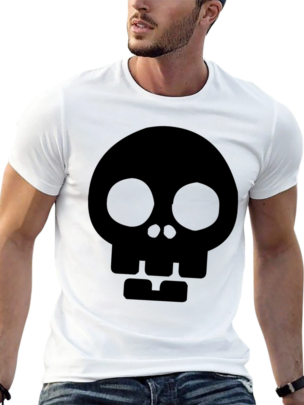 Skull Graphic Tee - Modern Black Cotton T-Shirt