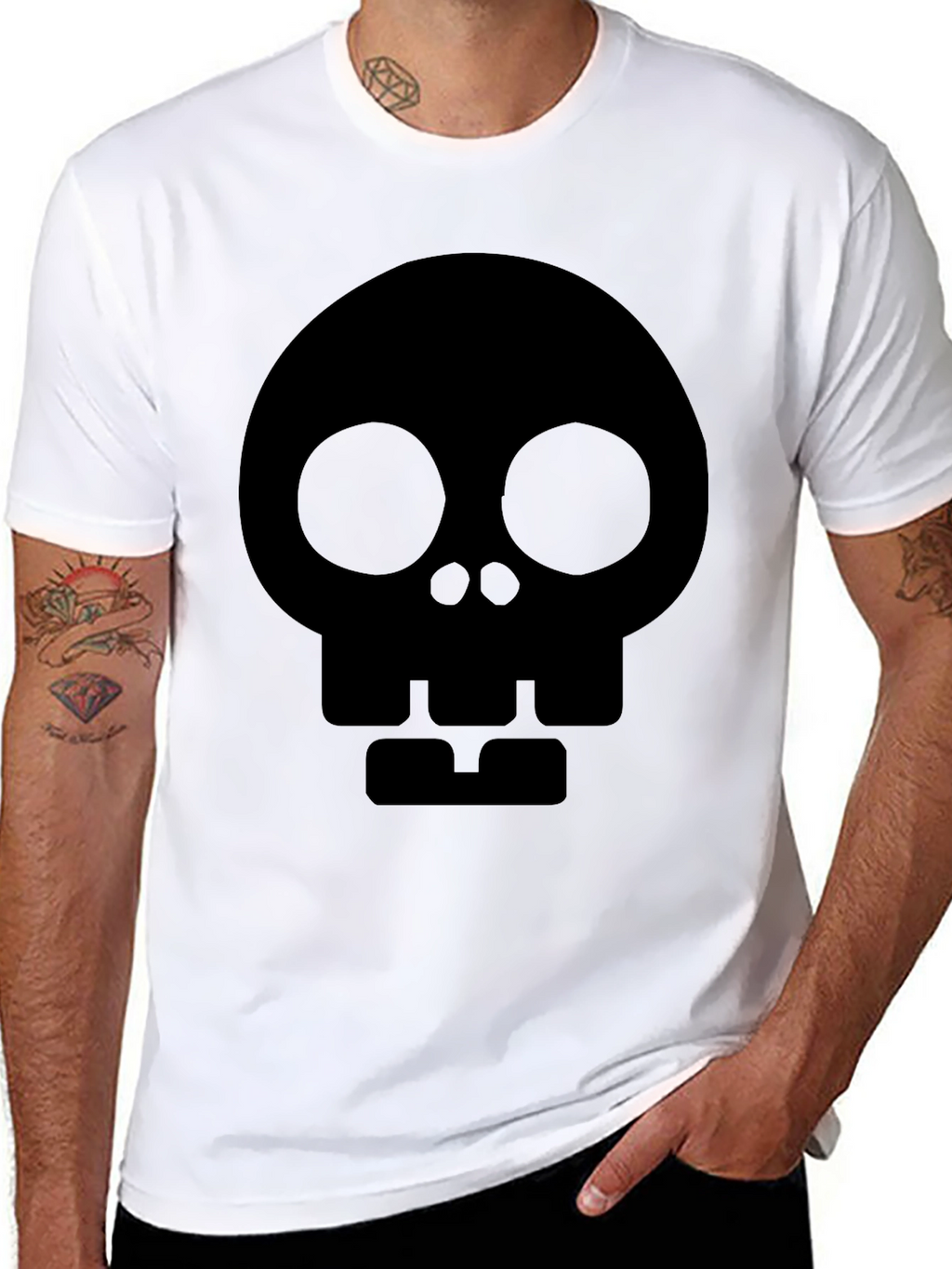 Skull Graphic Tee - Modern Black Cotton T-Shirt