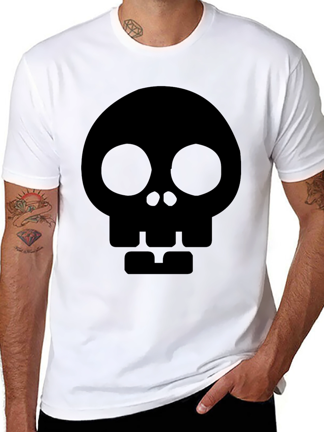 Skull Graphic Tee - Modern Black Cotton T-Shirt