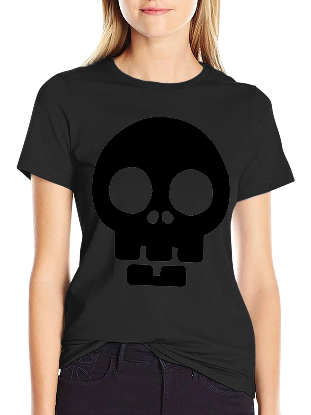Skull Graphic Tee - Modern Black Cotton T-Shirt