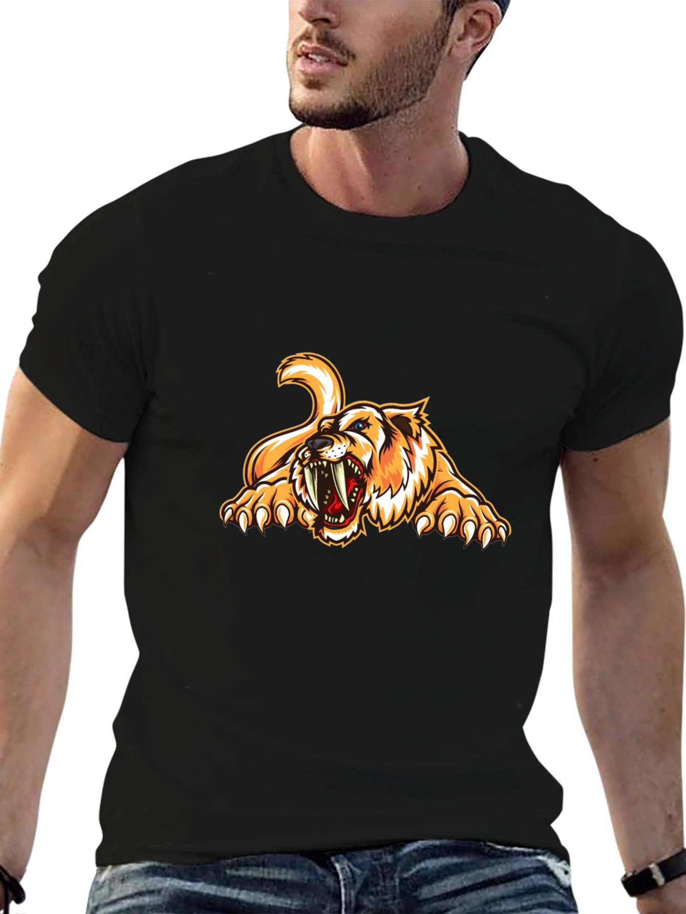 Roaring Saber-Tooth Tiger Graphic Tee